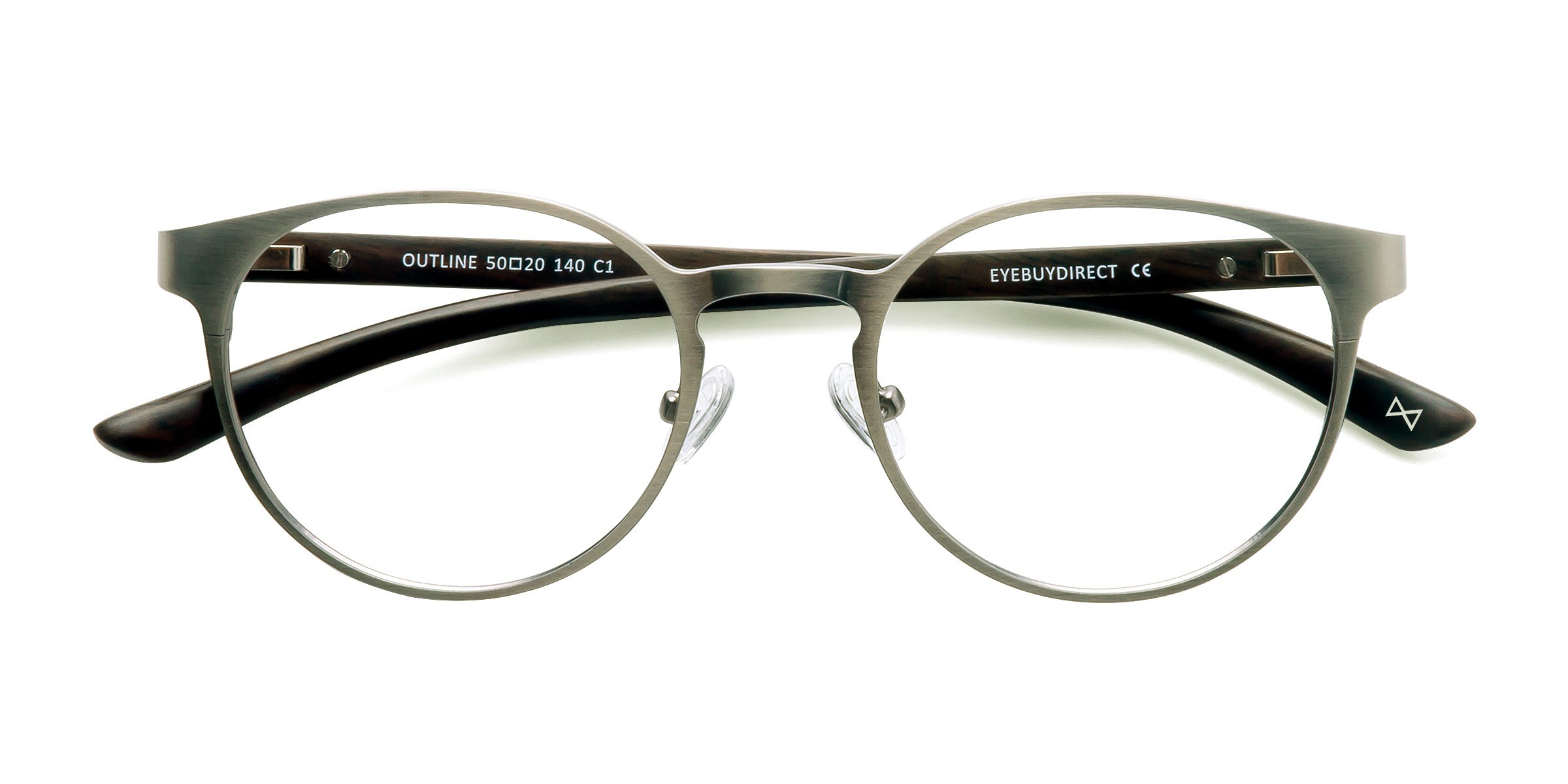 Matte Silver/Wood Outline -  Wood-texture Eyeglasses