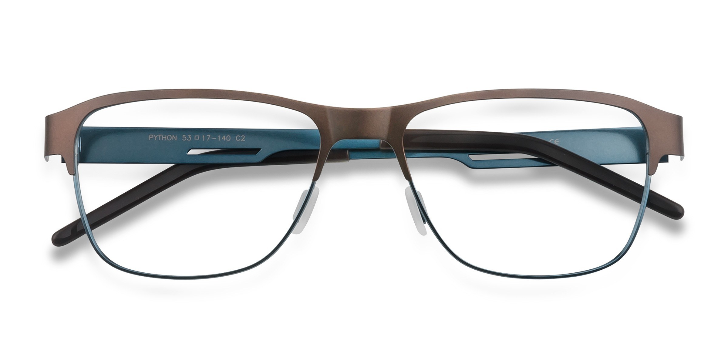 Matte Brown Python -  Metal Eyeglasses