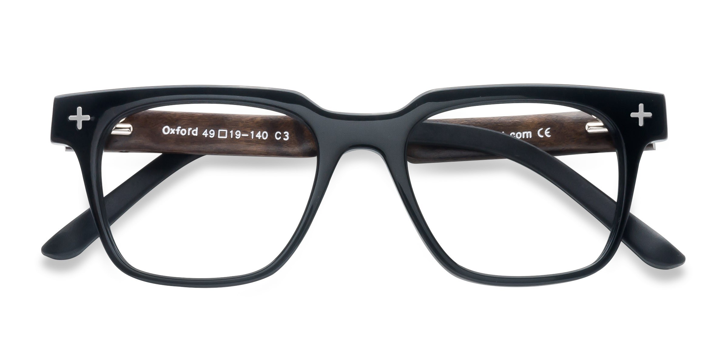 Black Oxford -  Wood-texture Eyeglasses