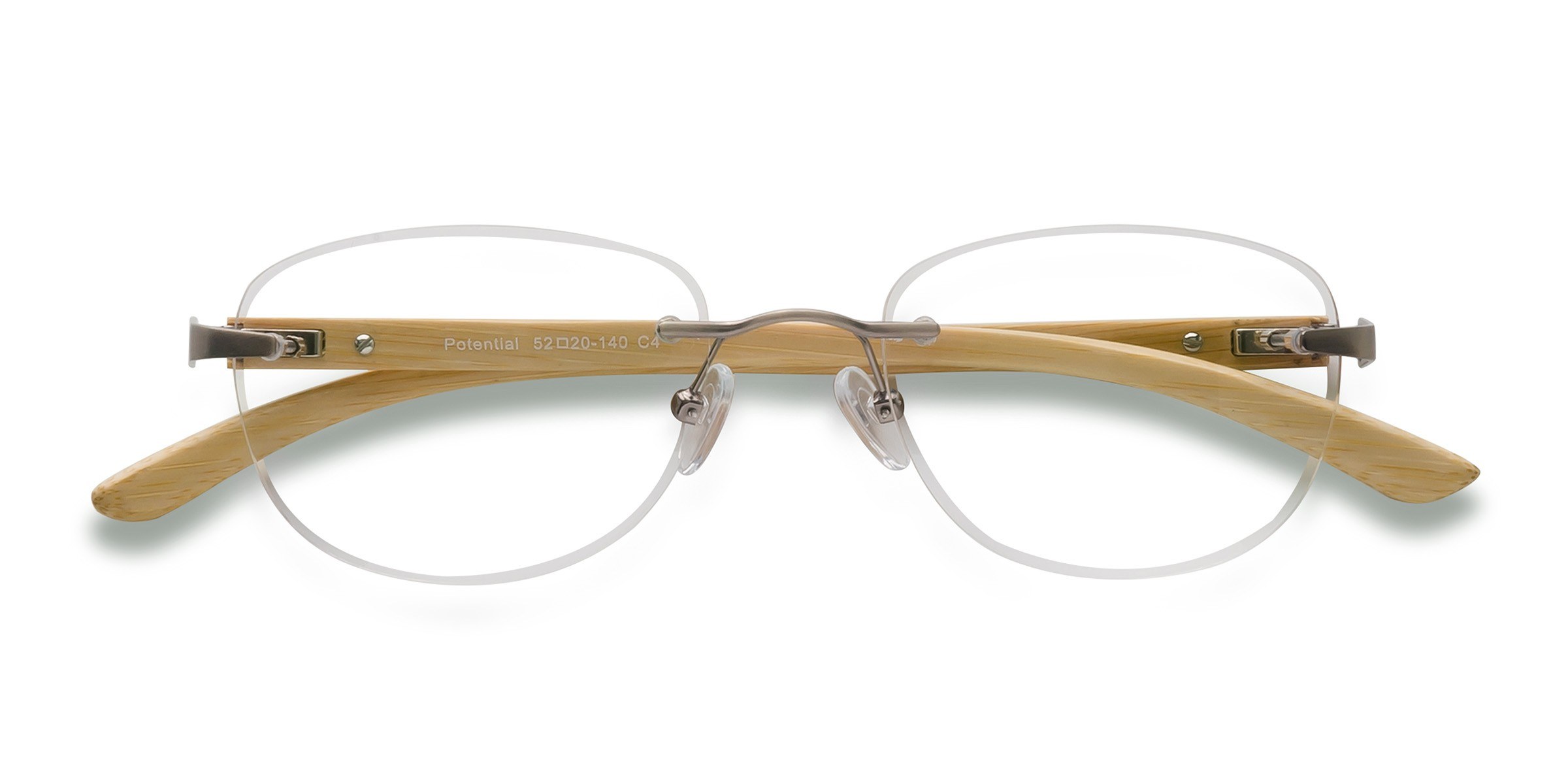 Silver Yellow Potential -  Wood-texture Eyeglasses