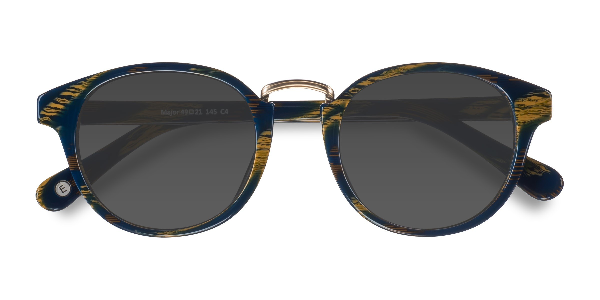 Blue Striped Major -  Metal Sunglasses
