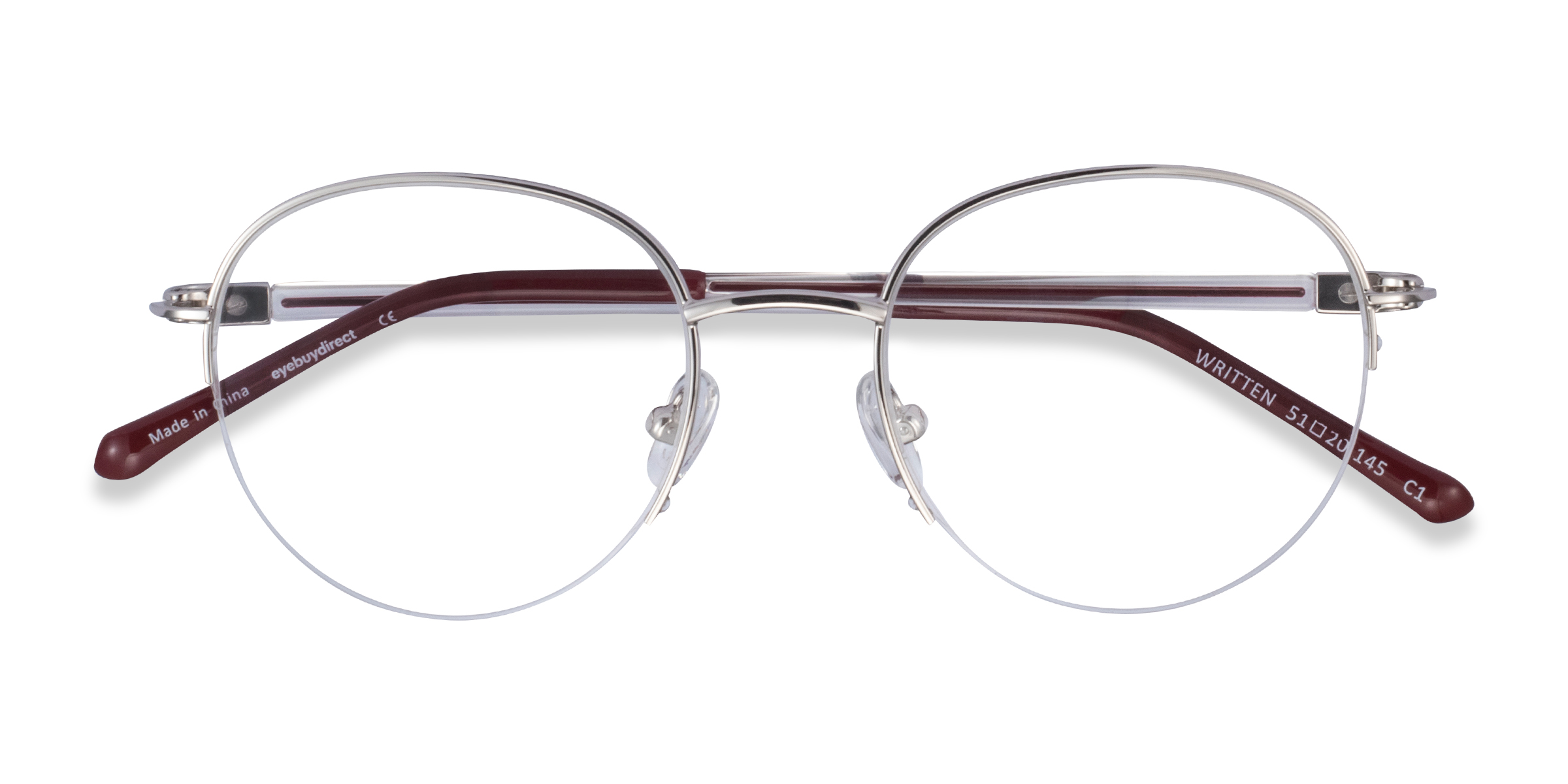 Silver Red Written -  Metal Eyeglasses
