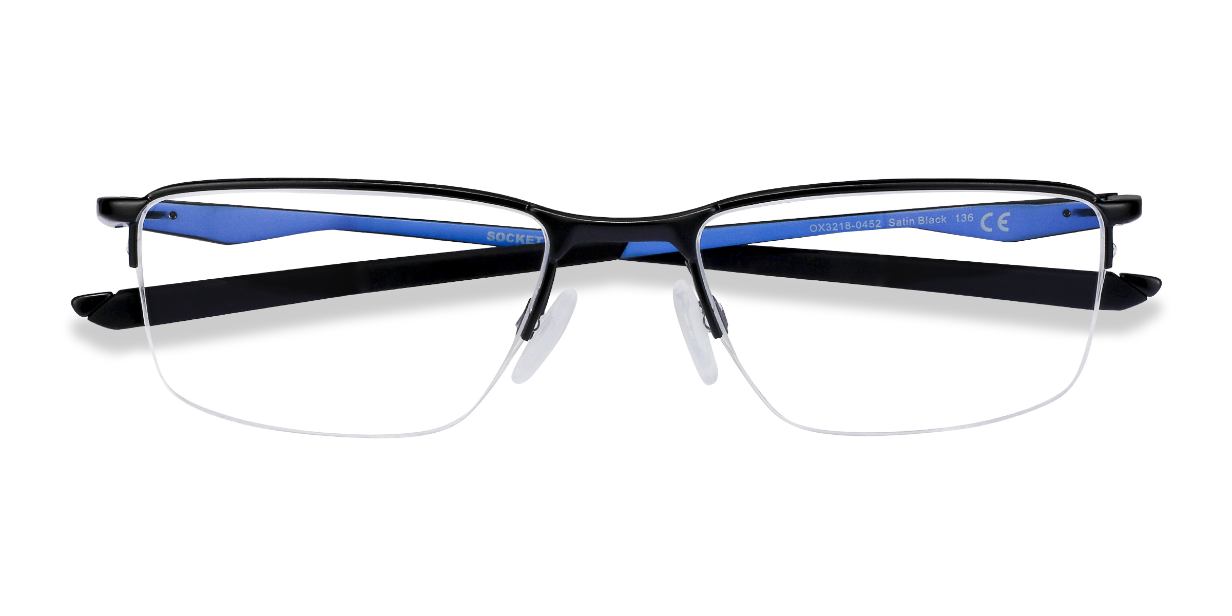 Satin Black & Blue Oakley Socket 5.5 -  Metal Eyeglasses