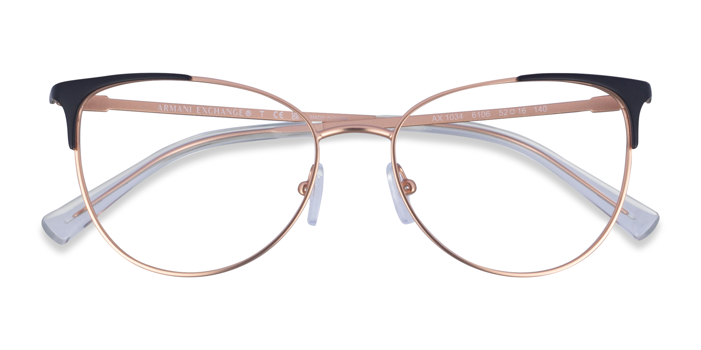 Rose Gold Black Armani Exchange AX1034 -  Metal Eyeglasses