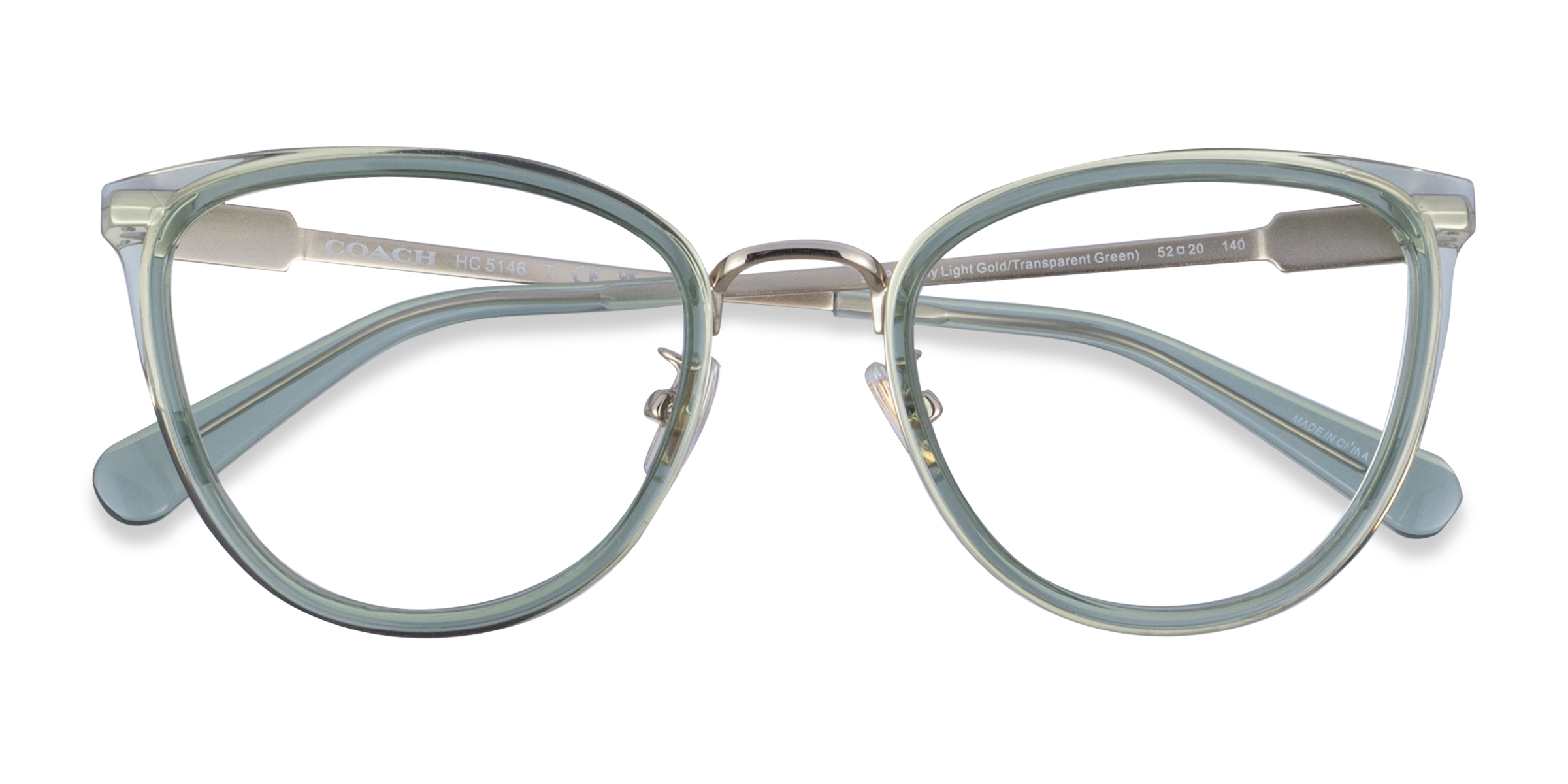 Transparent Green Gold Coach HC5146 -  Metal Eyeglasses