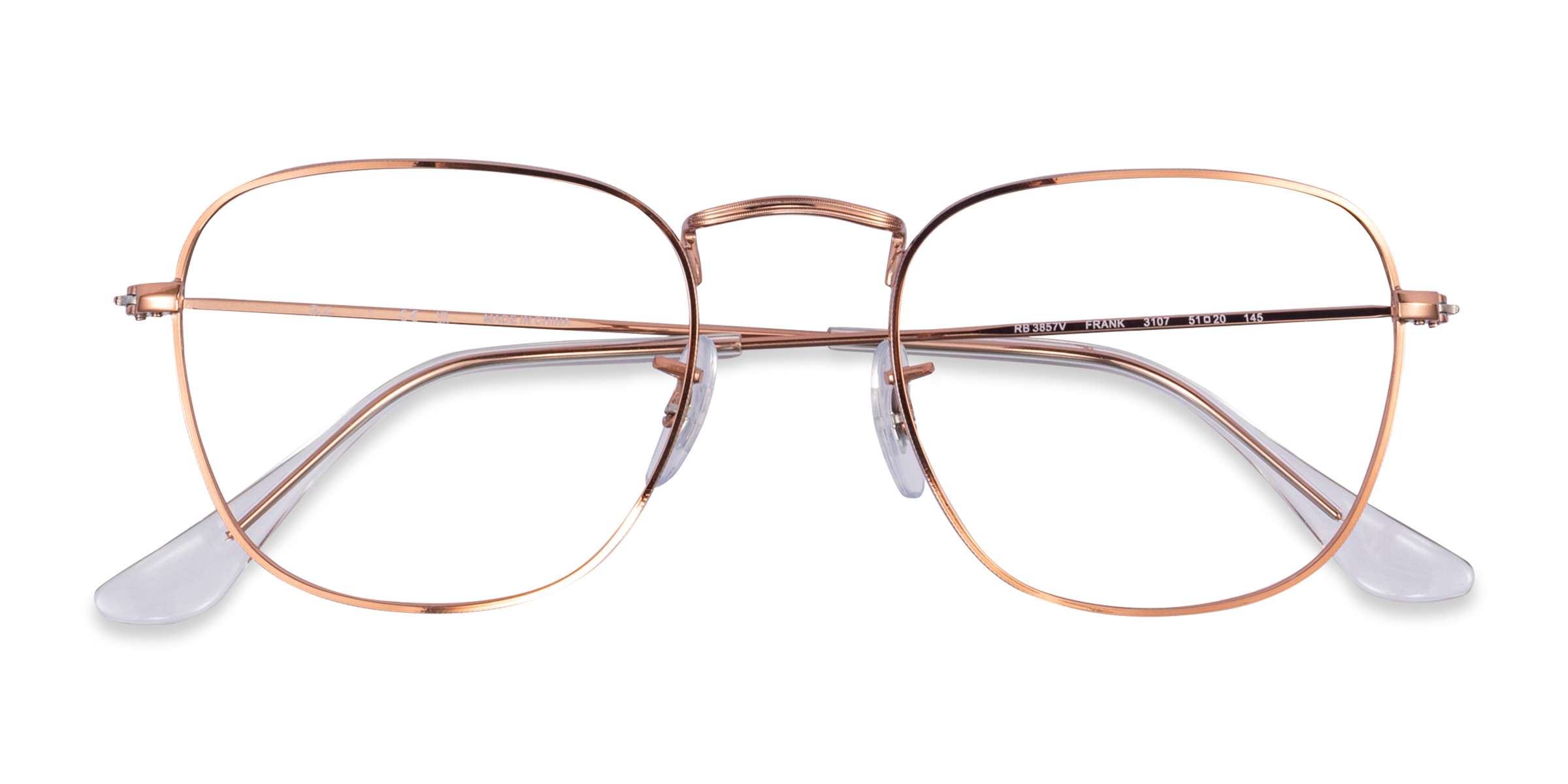 Shiny Rose Gold Ray-Ban RB3857V Frank -  Metal Eyeglasses
