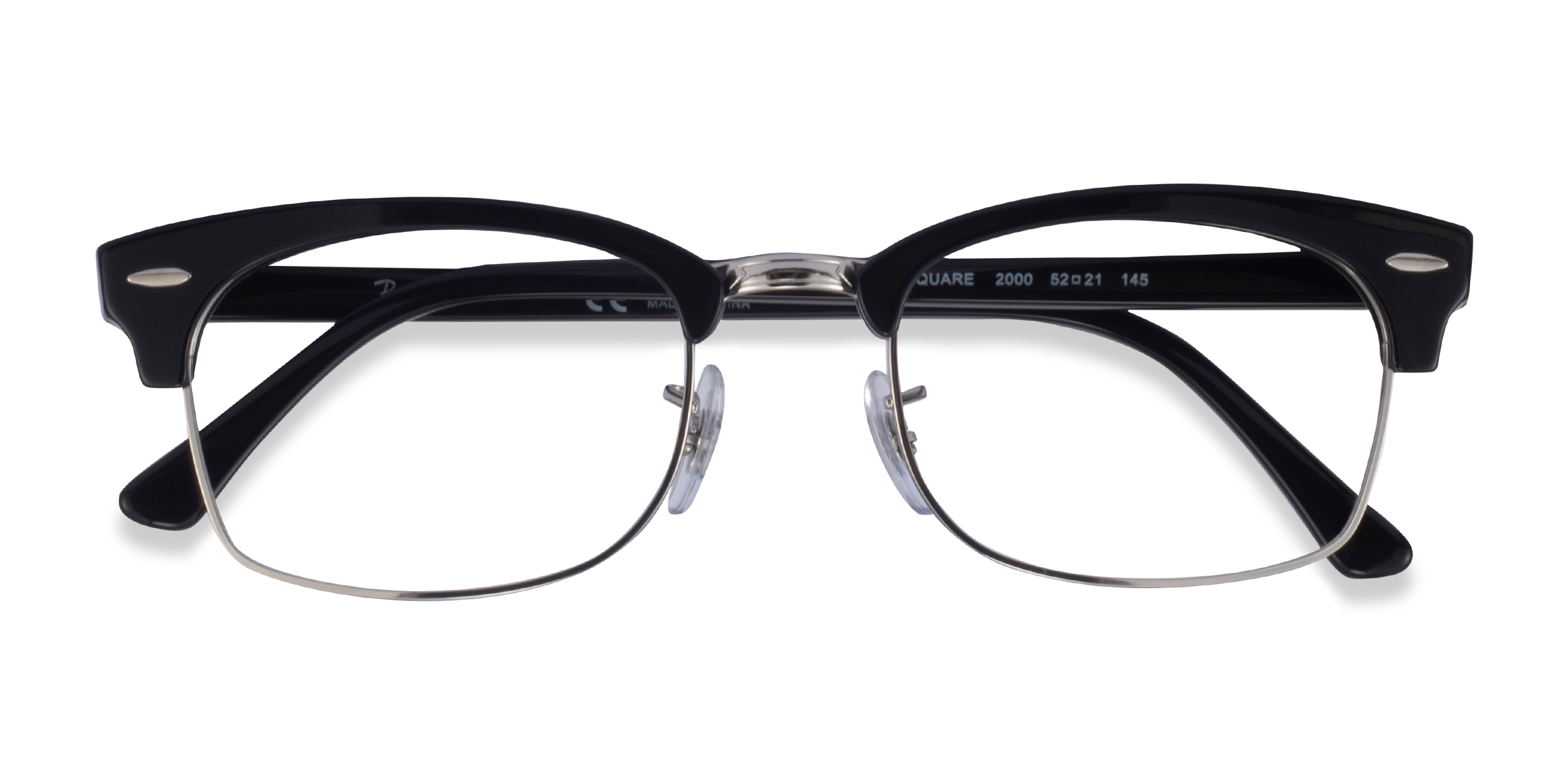 Black & Silver Ray-Ban Clubmaster Square -  Acétate Lunettes de vue