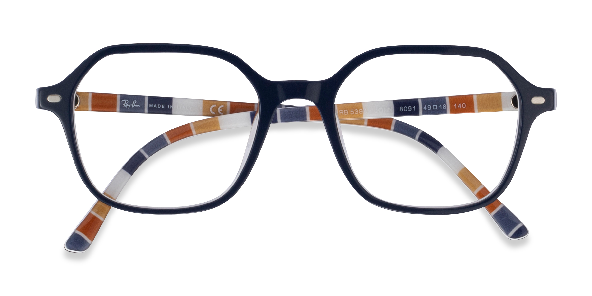 Blue On Stripes Orange Ray-Ban RB5394 John -  Acétate Lunettes de vue