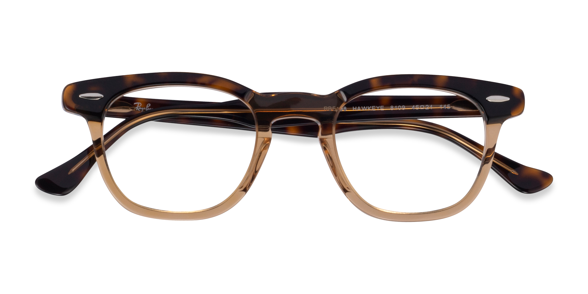Tortoise On Transparent Brown Ray-Ban RB5398 Hawkeye -  Acétate Lunettes de vue