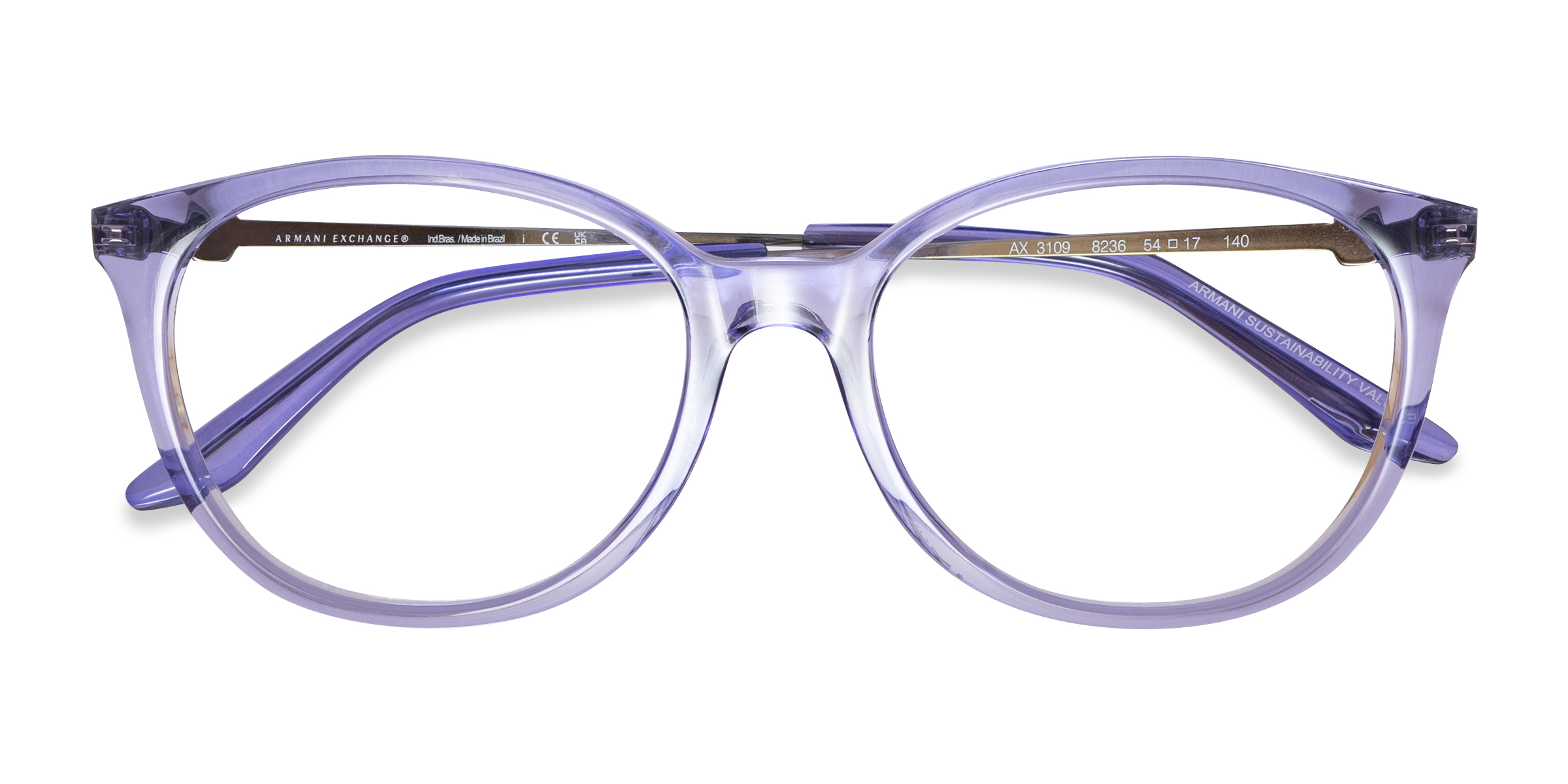 Shiny Transparent Purple Armani Exchange AX3109 - Plastic Eyeglasses