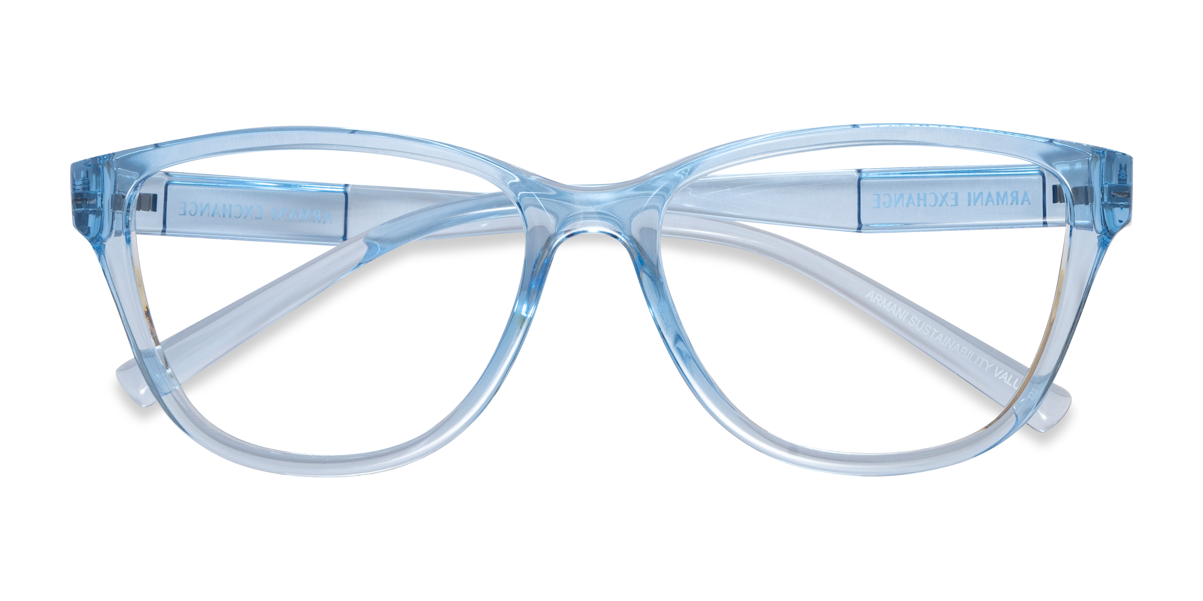 Shiny Transparent Blue Armani Exchange AX3111U -  Eco-friendly Eyeglasses