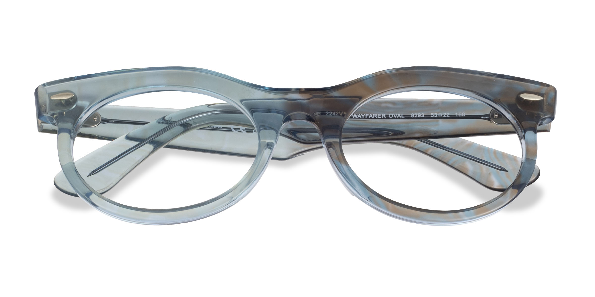 Photo Waves Azure Ray-Ban RB2242VF Wayfarer Oval Change -  Acetate Eyeglasses