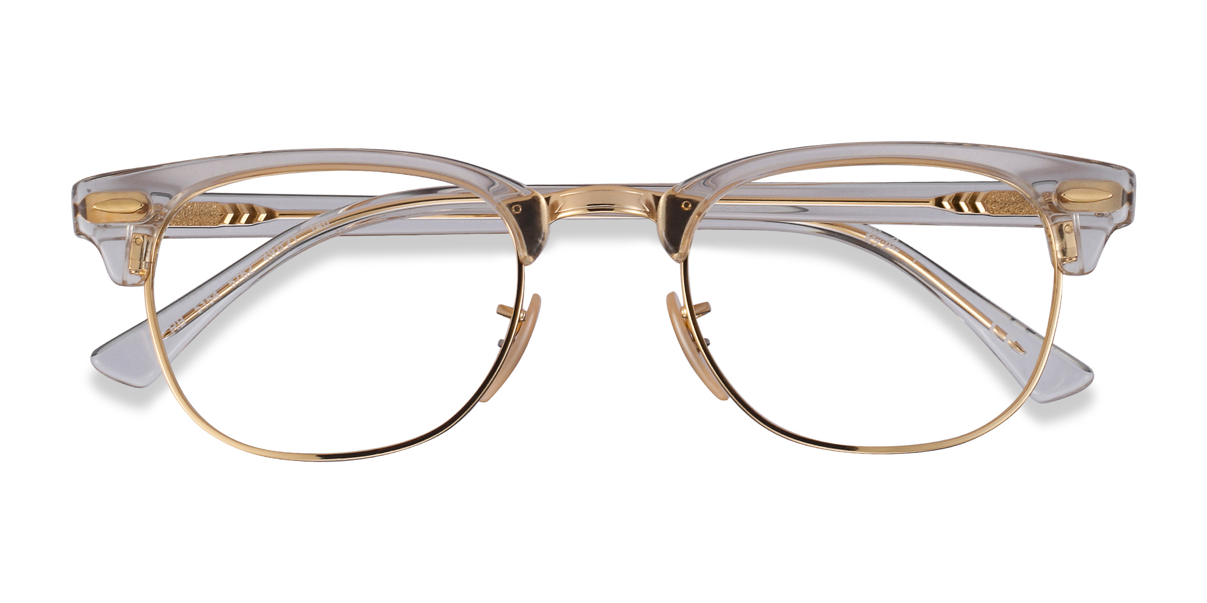 Gold Transparent Ray-Ban Clubmaster Change -  Acetate-metal Eyeglasses