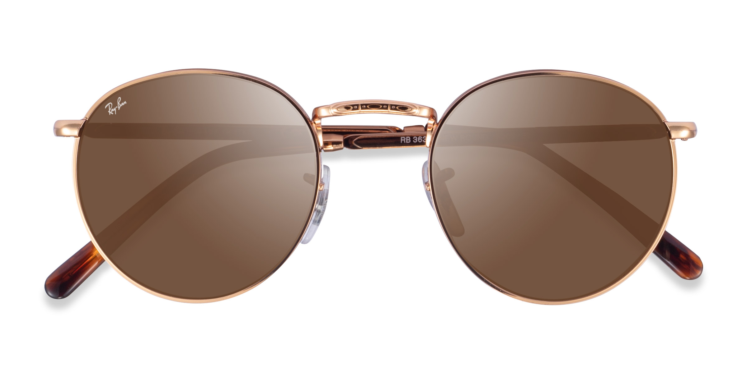 Rose Gold Ray-Ban RB3637 New Round -  Metal Sunglasses