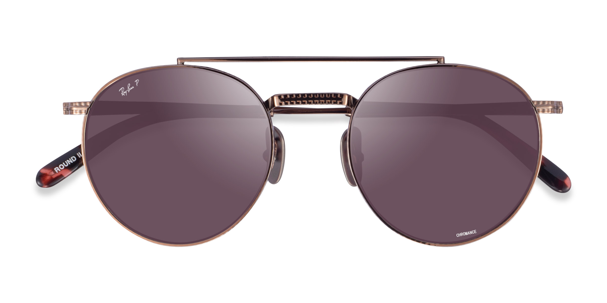 Or rose Ray-Ban Round Ii Titanium -  Titanium Lunettes de soleil