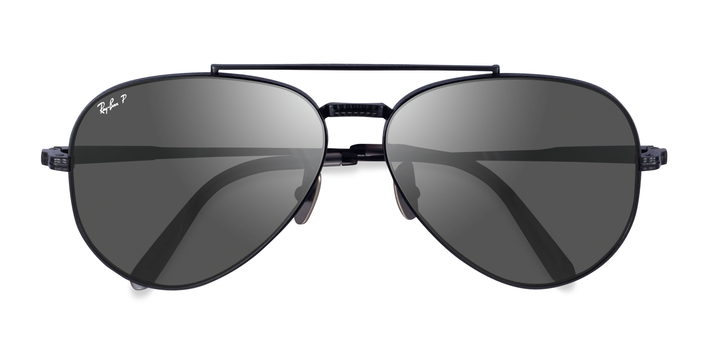 Shiny Black Ray-Ban RB8225 Aviator -  Titanium Sunglasses