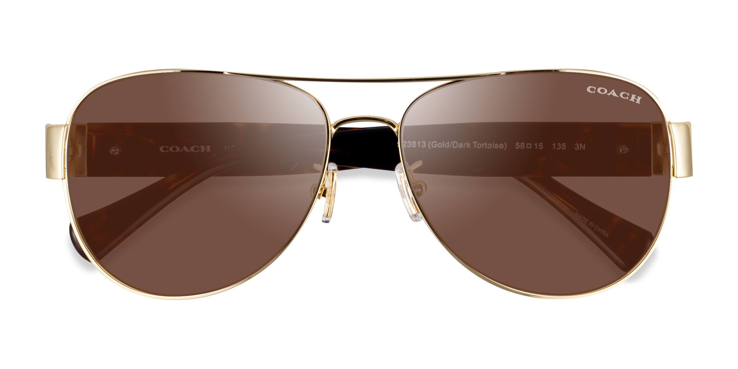 Gold Dark Tortoise Coach HC7059 L138 -  Métal Lunettes de soleil