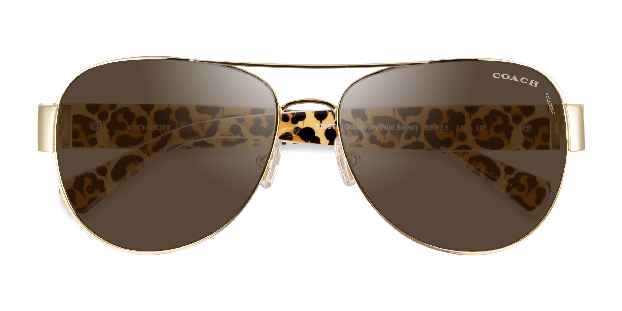 Gold Ivory Wild Beast Coach HC7059 L138 -  Métal Lunettes de soleil