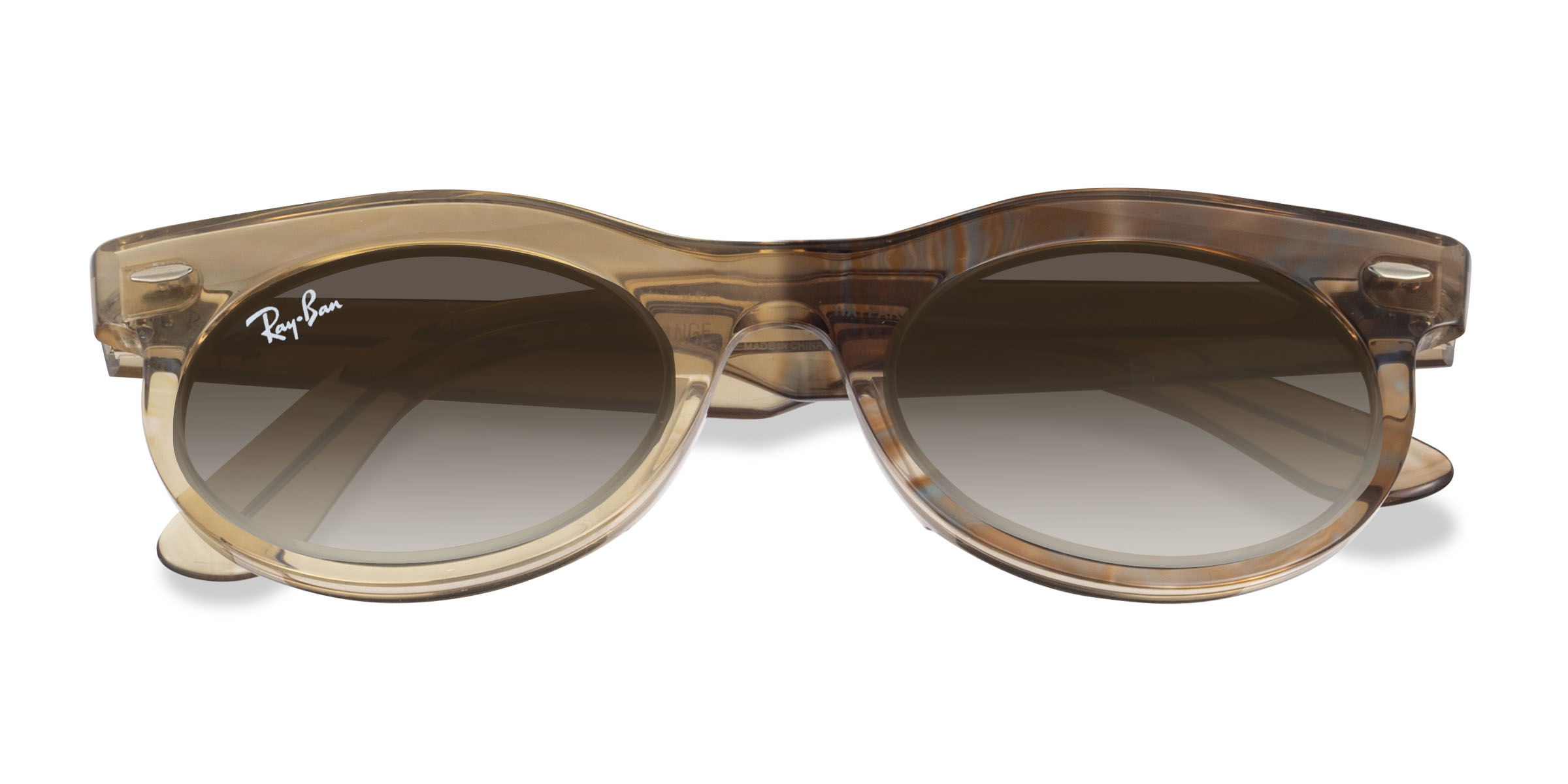 Photo Waves Brown Ray-Ban RB2242F Wayfarer Oval Change -  Acétate Lunettes de soleil