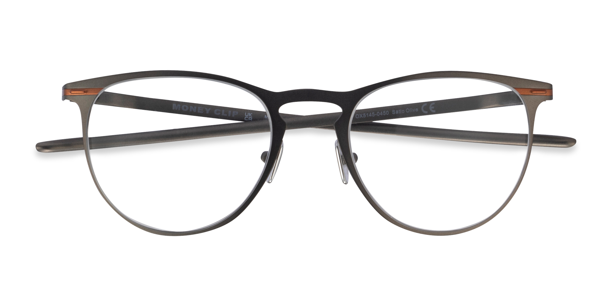 Satin Olive Oakley Money Clip -  Titanium Eyeglasses