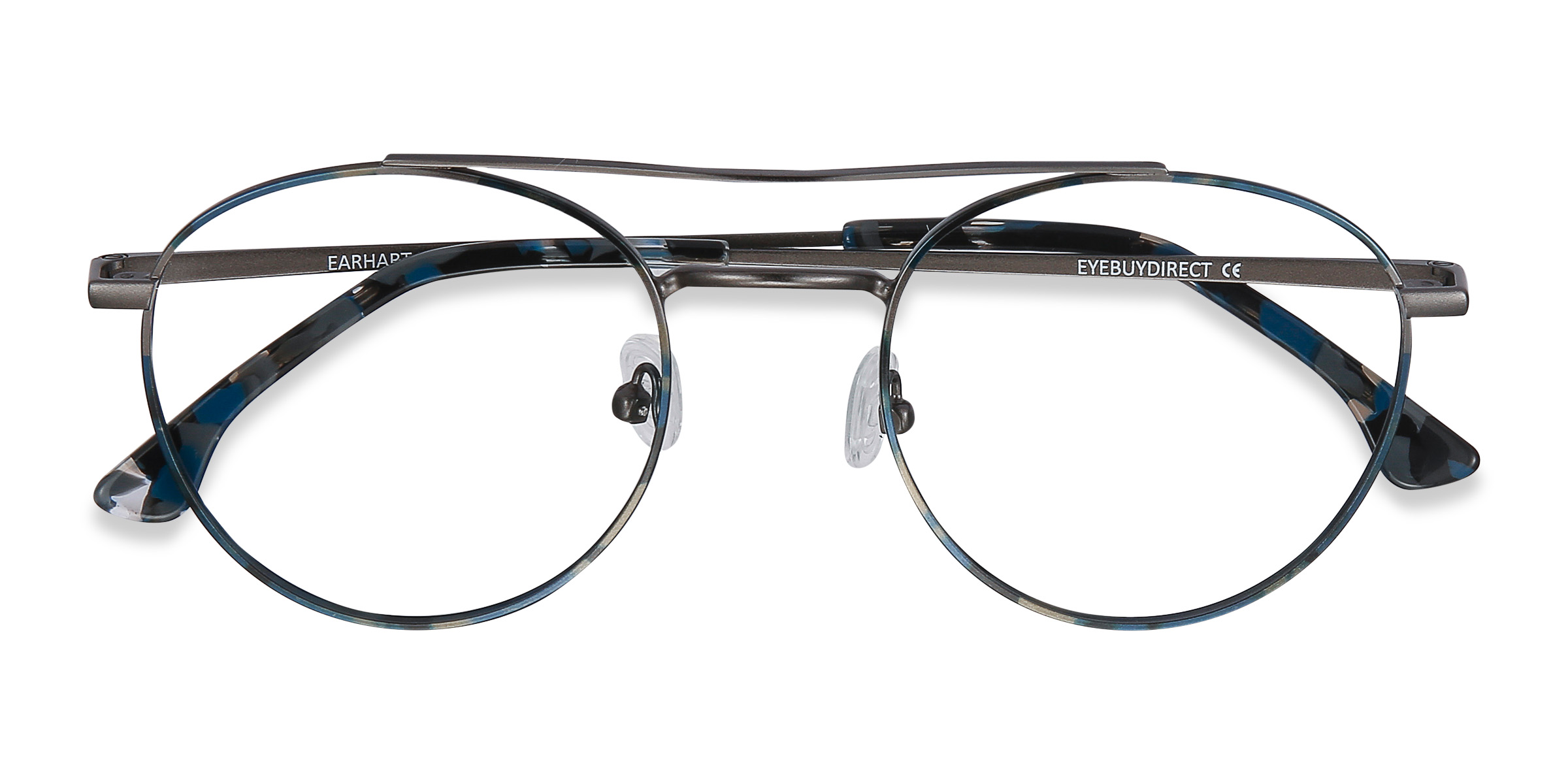 Blue Tortoise Earhart -  Metal Eyeglasses