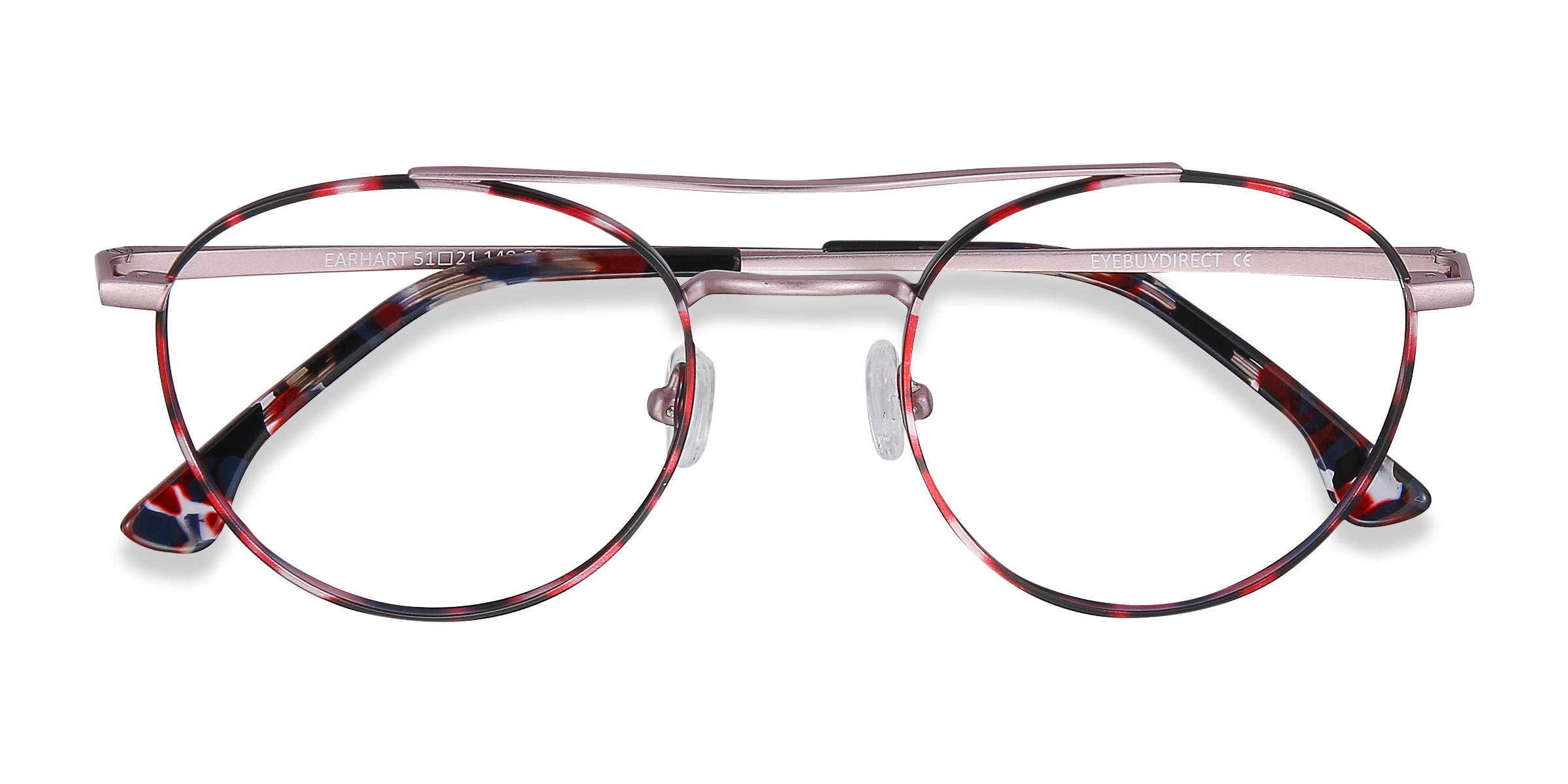 Red Tortoise Earhart -  Metal Eyeglasses