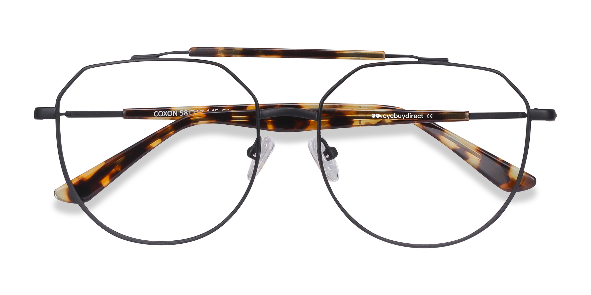 Black Tortoise Coxon -  Metal Eyeglasses