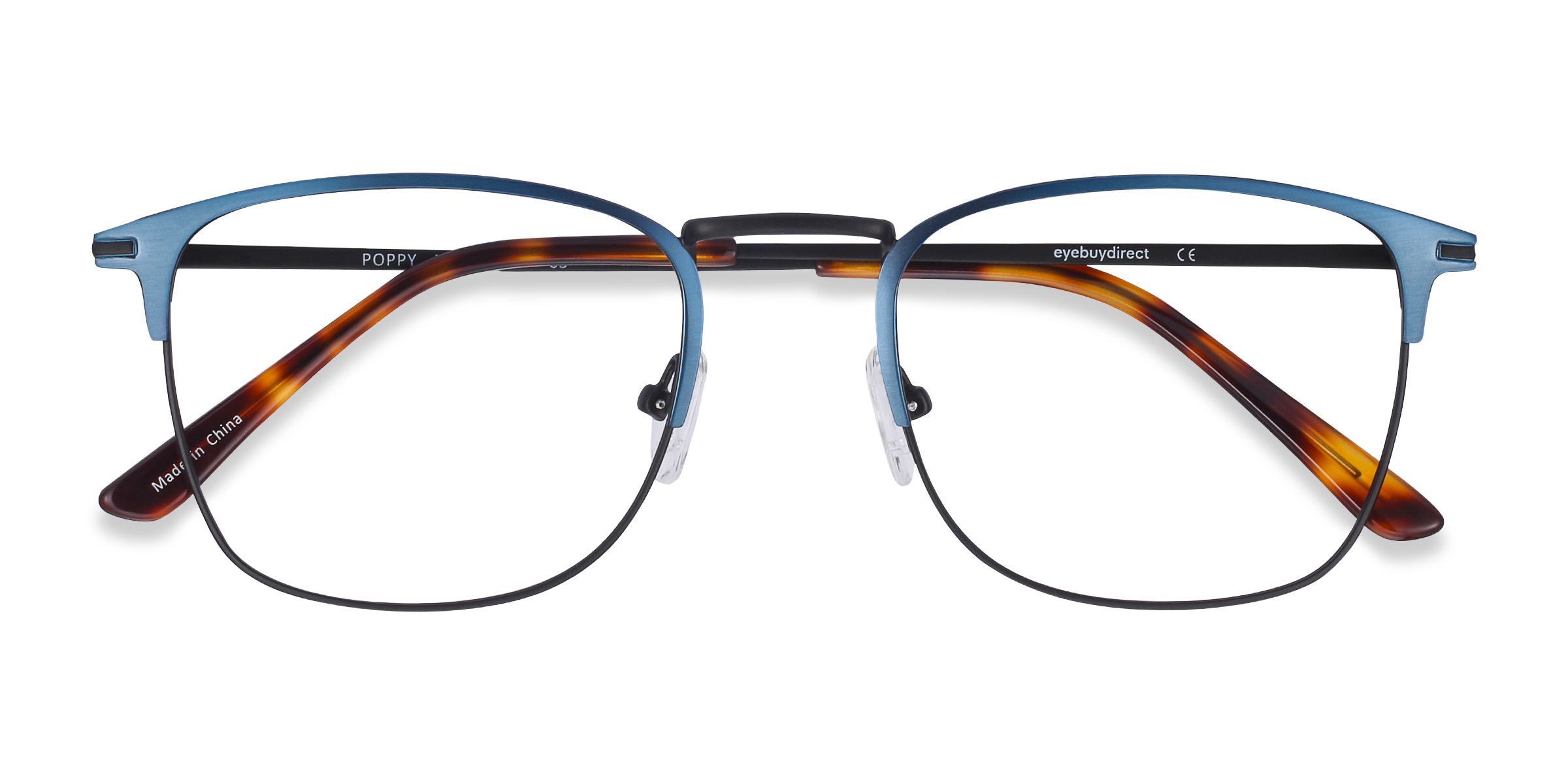Navy Black Poppy -  Metal Eyeglasses