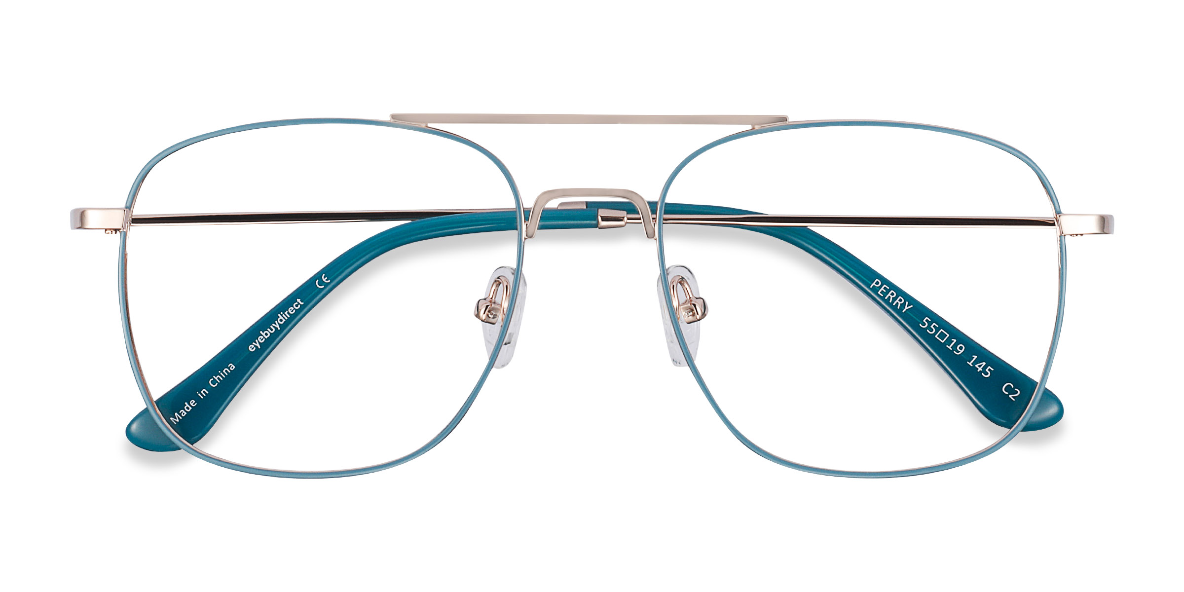 Teal & Gold Perry -  Metal Eyeglasses
