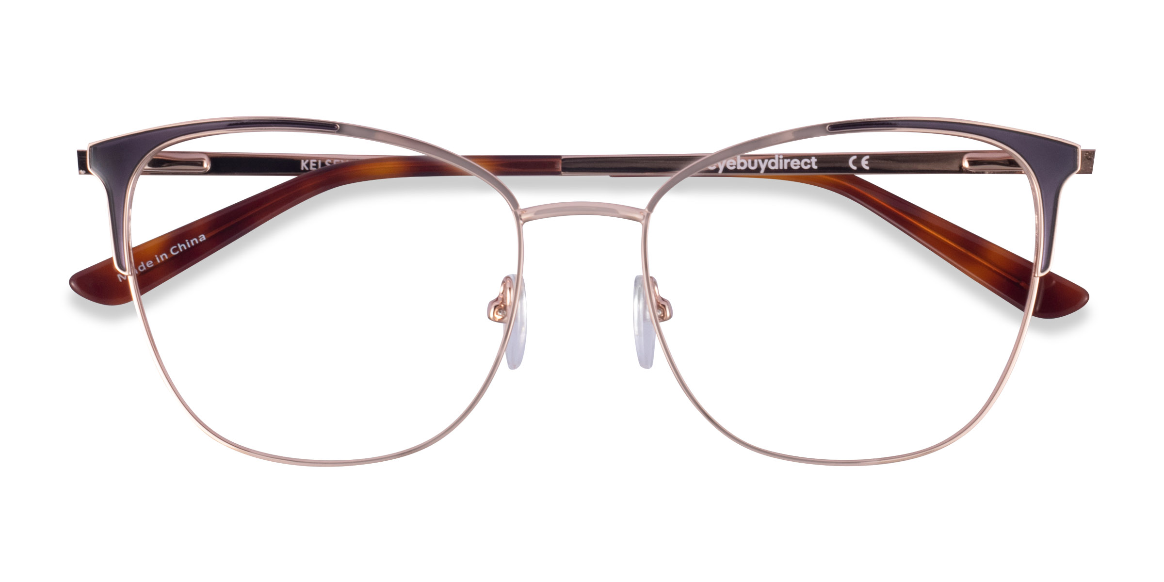Navy Rose Gold Kelsey -  Metal Eyeglasses