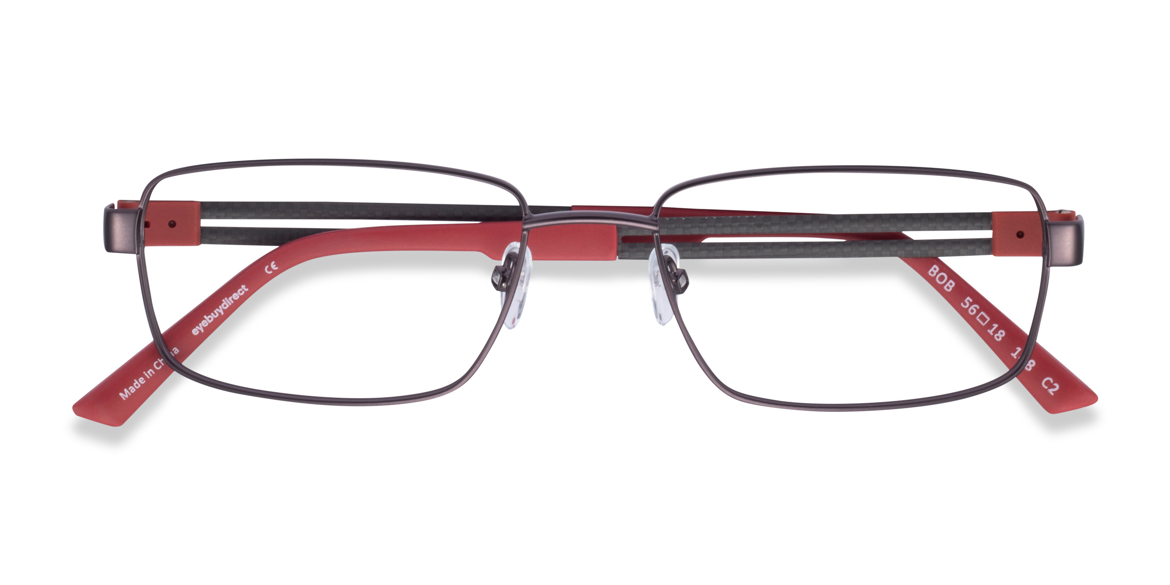 Gunmetal Red Bob -  Carbon-fiber Eyeglasses