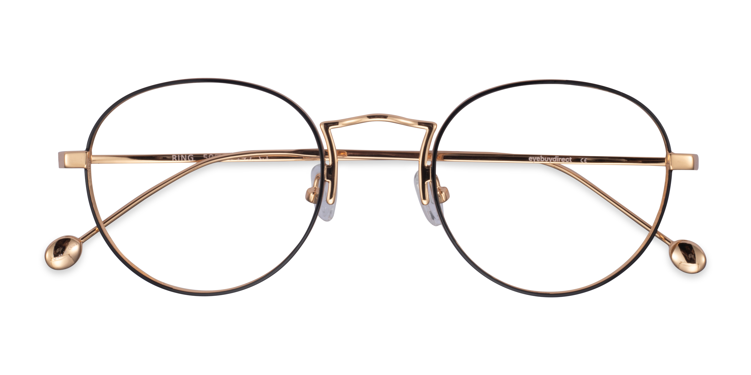 Black  Gold Ring -  Metal Eyeglasses