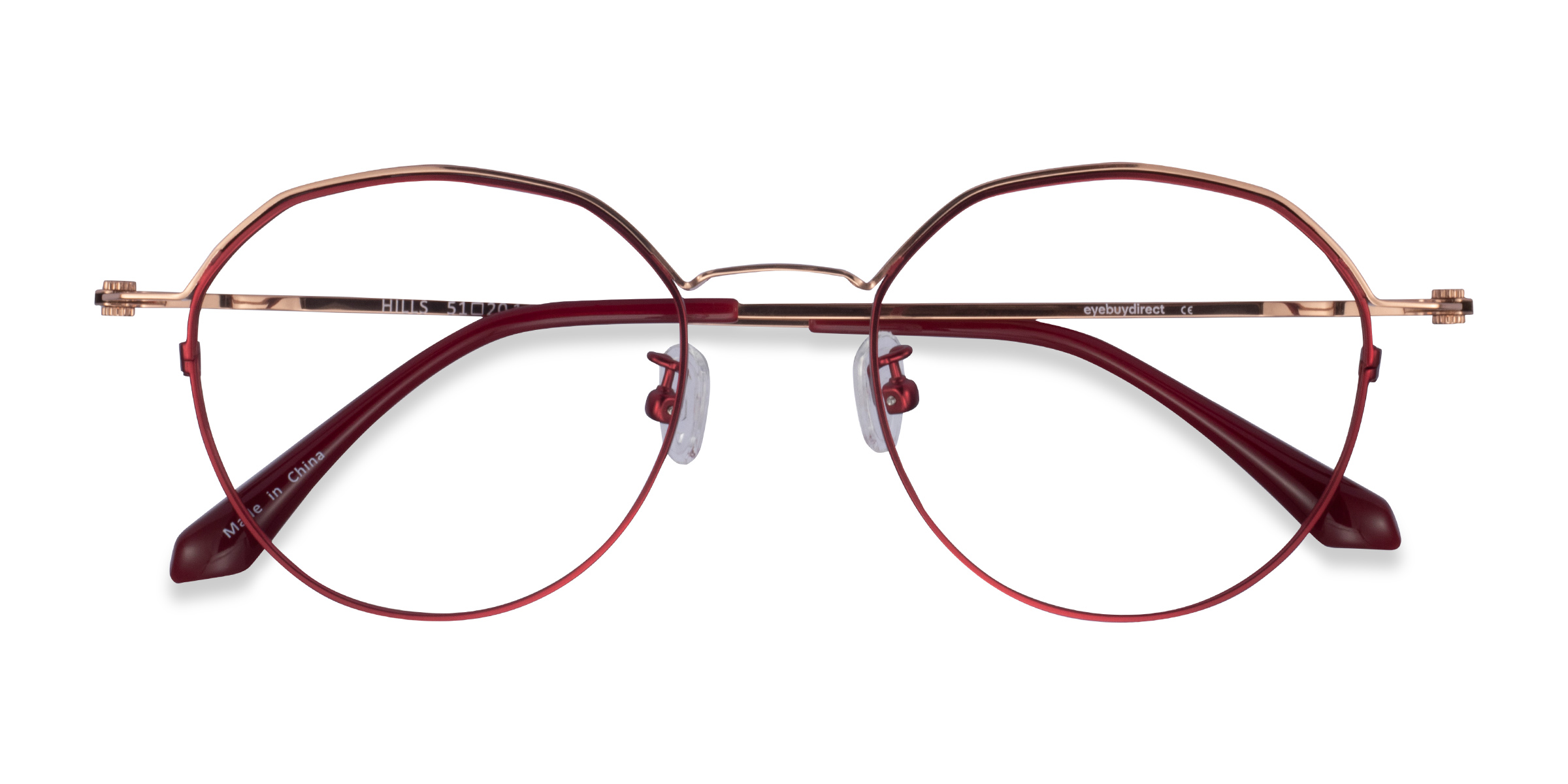 Burgundy  Rose Gold Hills -  Métal Lunettes de vue