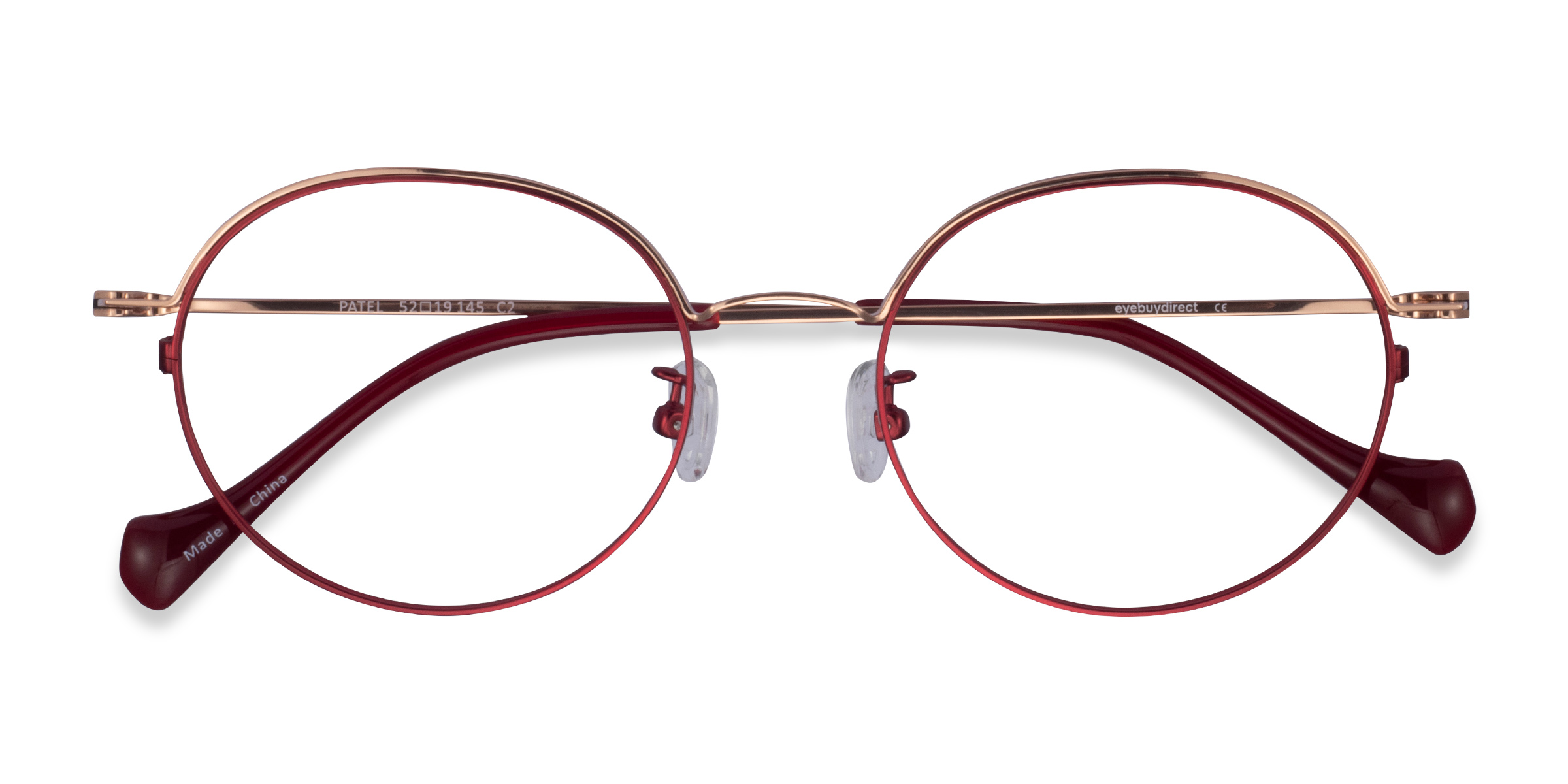 Burgundy  Rose Gold Patel -  Métal Lunettes de vue