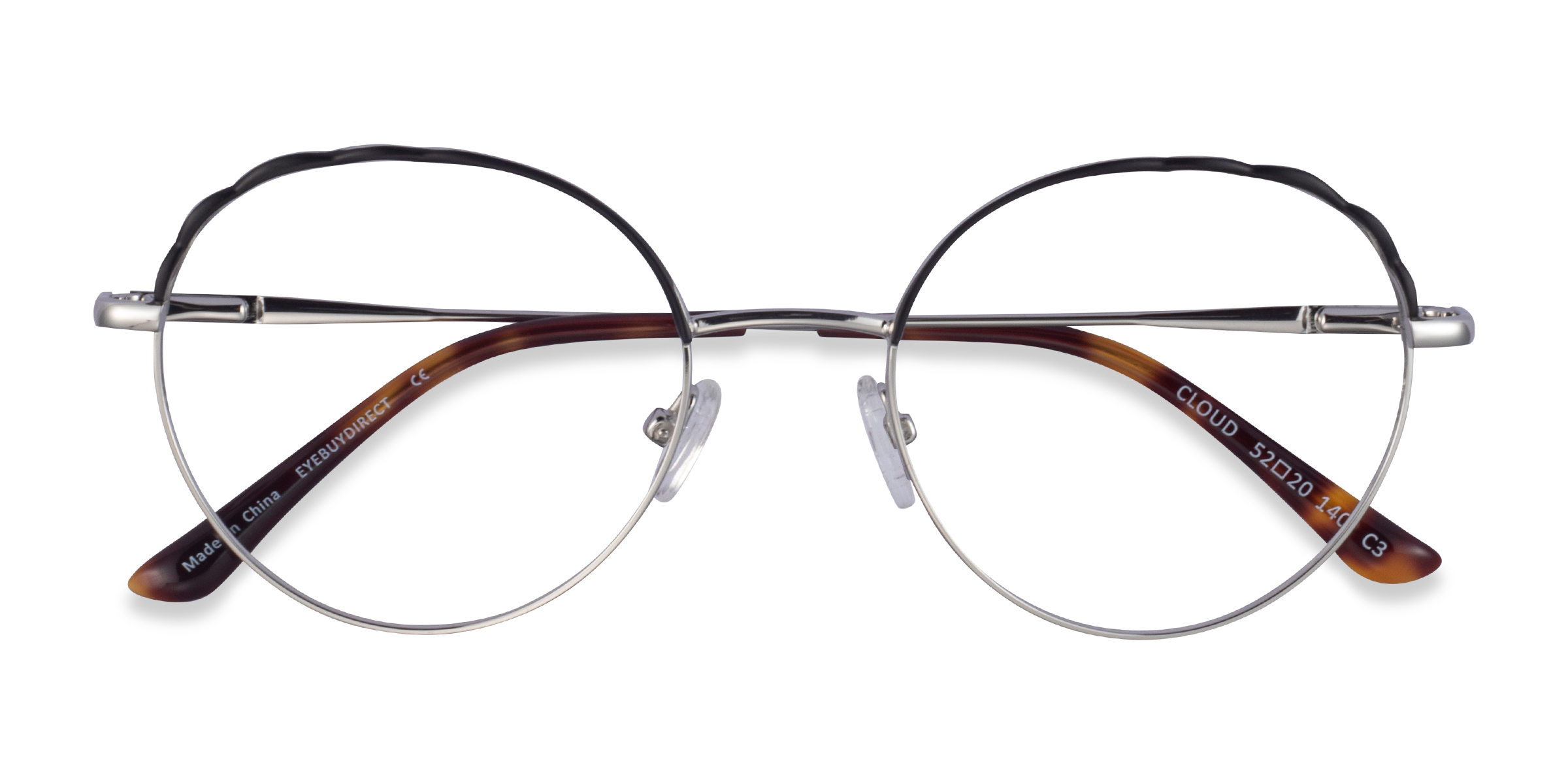 Silver Black Cloud -  Metal Eyeglasses