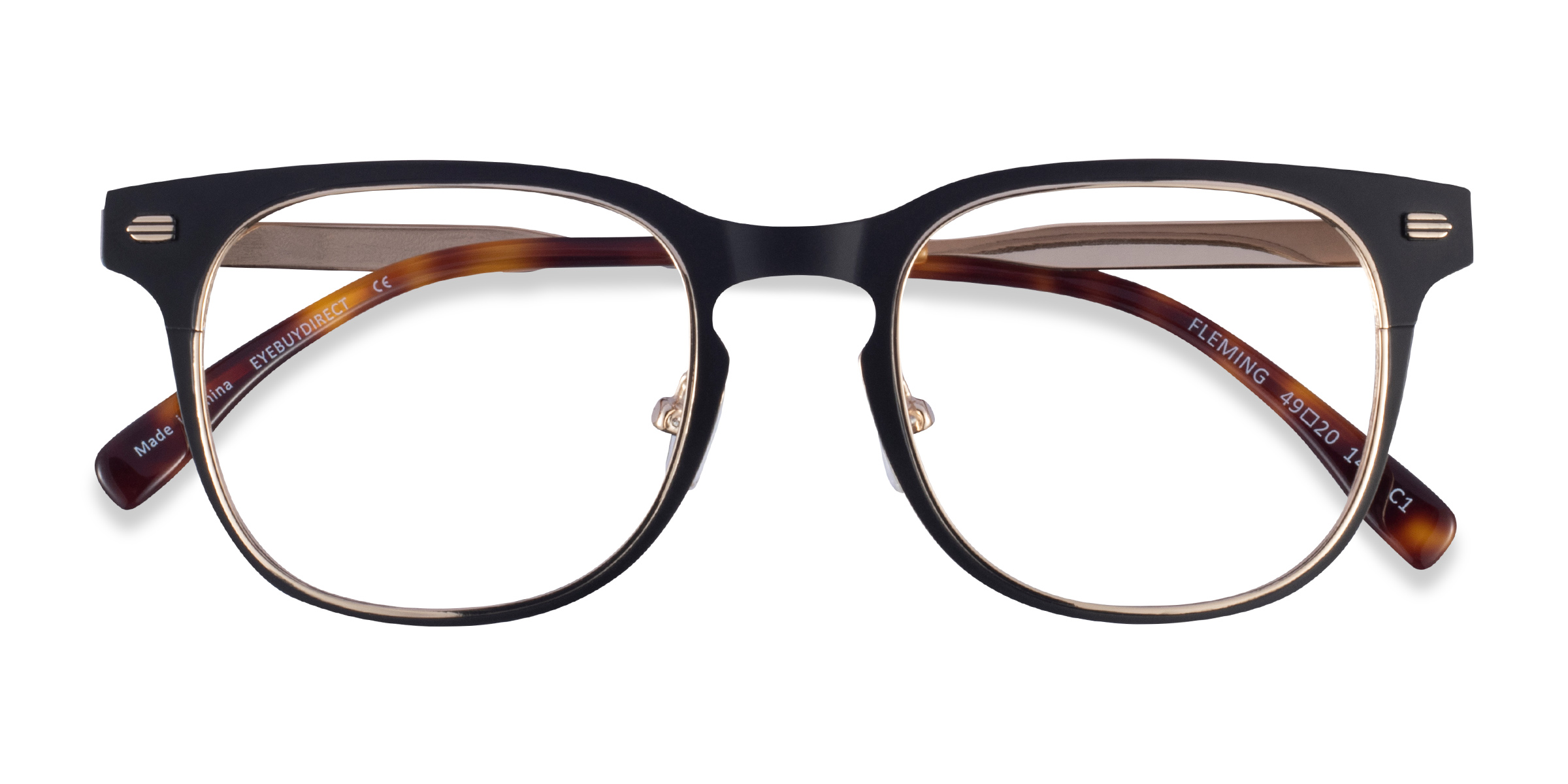 Matte Black Gold Fleming -  Metal Eyeglasses