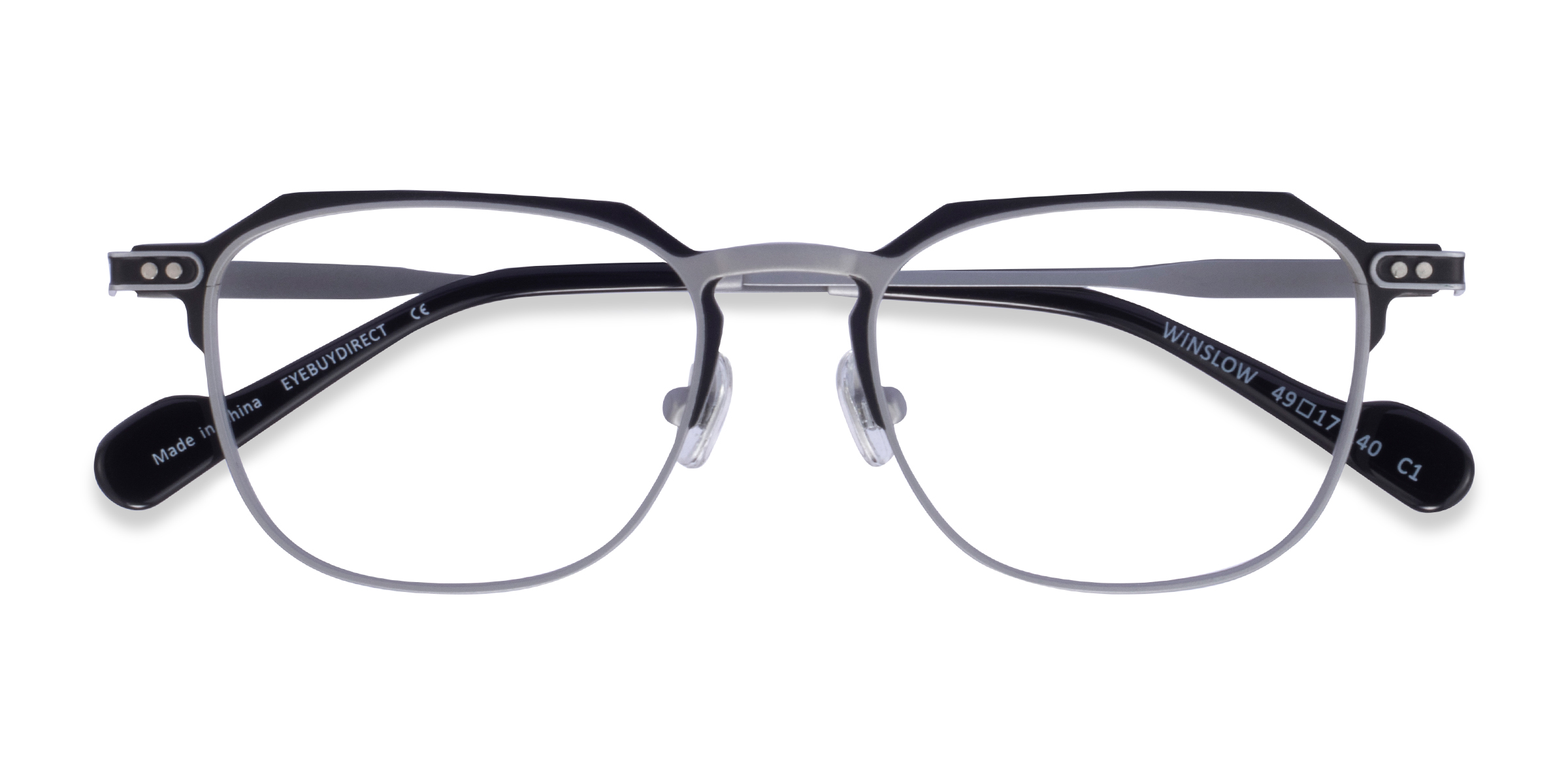 Matte Silver Black Winslow -  Aluminium-alloy Eyeglasses