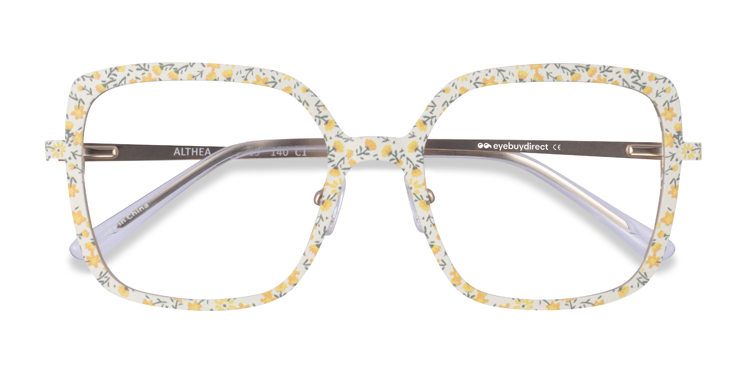 Yellow Floral Althea -  Metal Eyeglasses