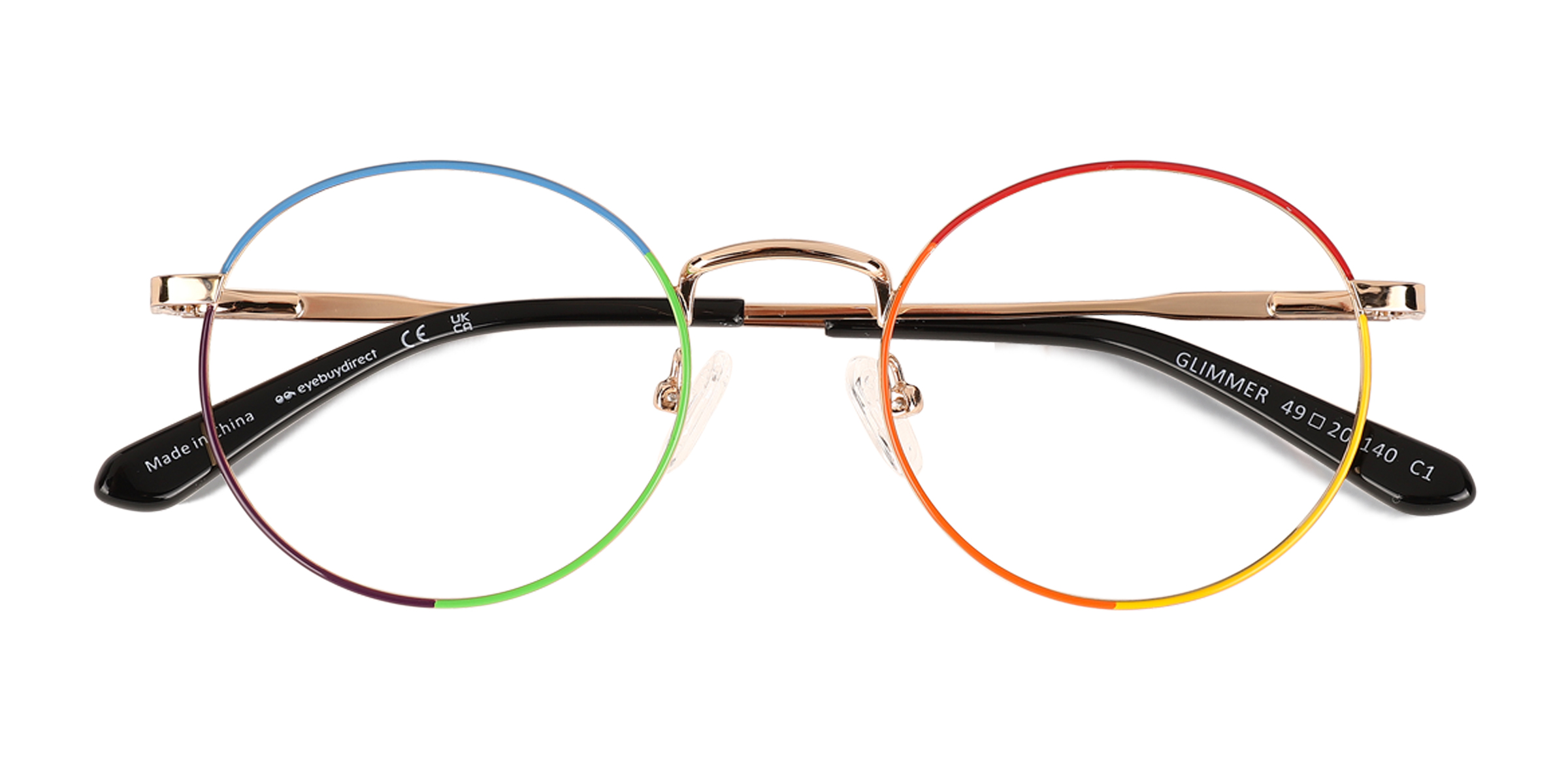 Shiny Gold Rainbow Glimmer -  Metal Eyeglasses