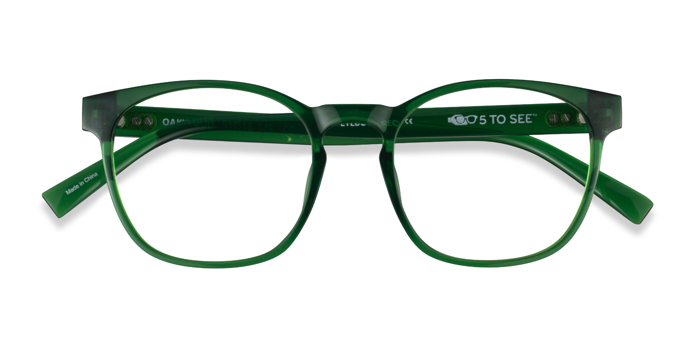Clear Green Oakwood -  Plastic Eyeglasses