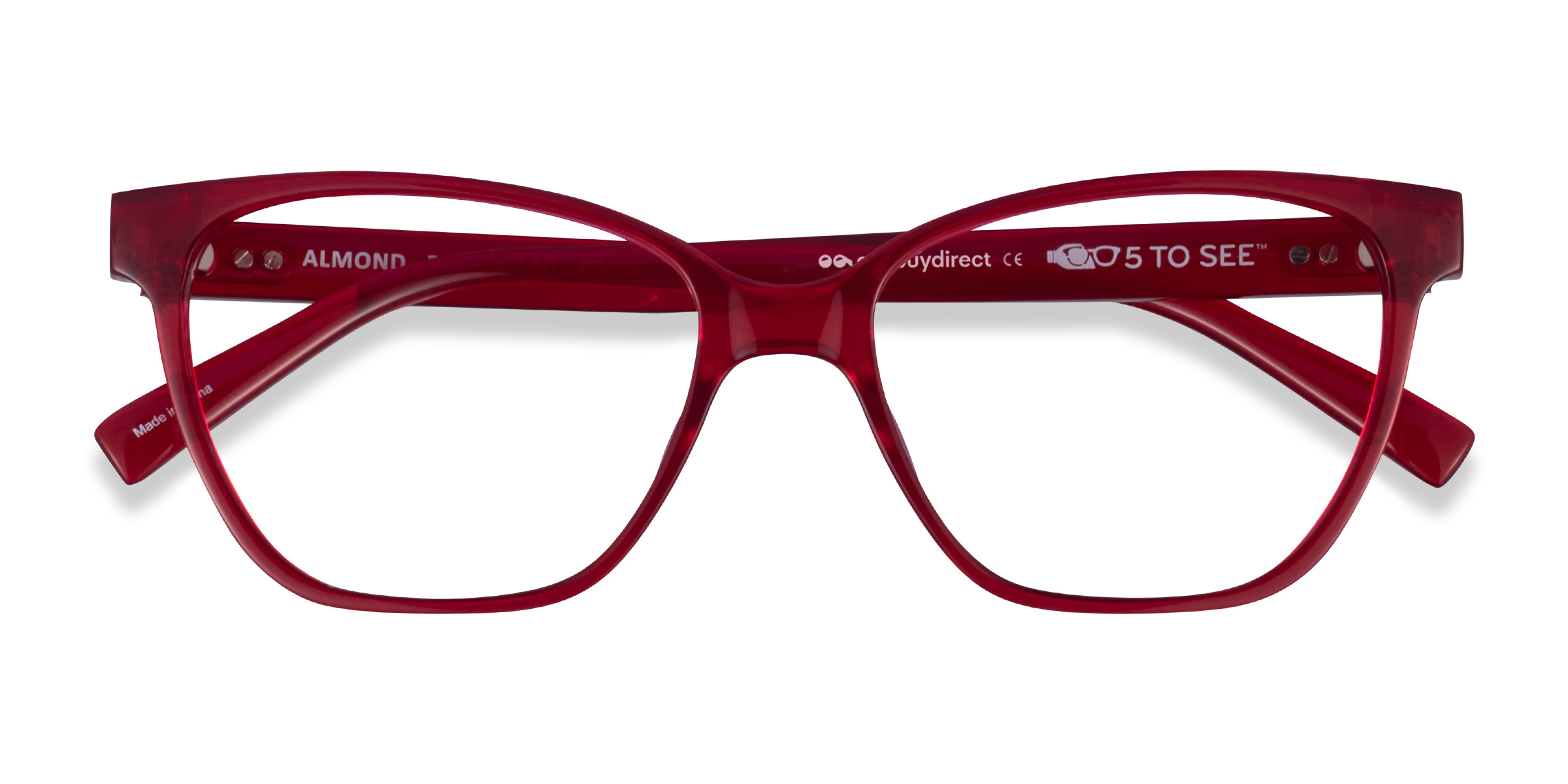 Clear Red Almond -  Plastique Lunettes de vue
