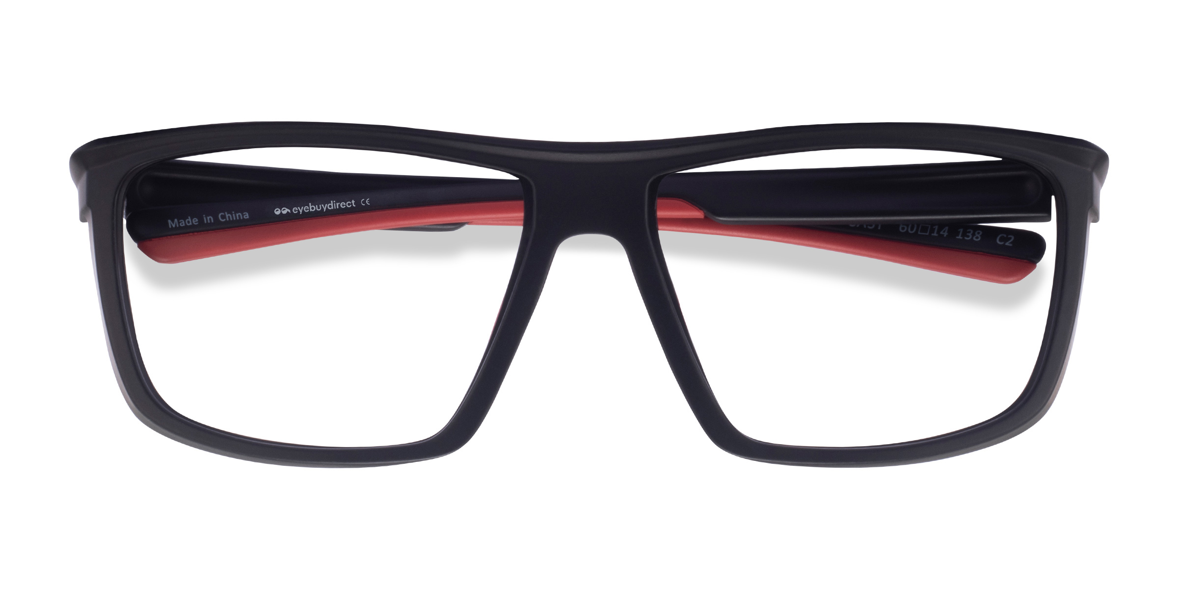 Black Red Cast -  Plastic Eyeglasses
