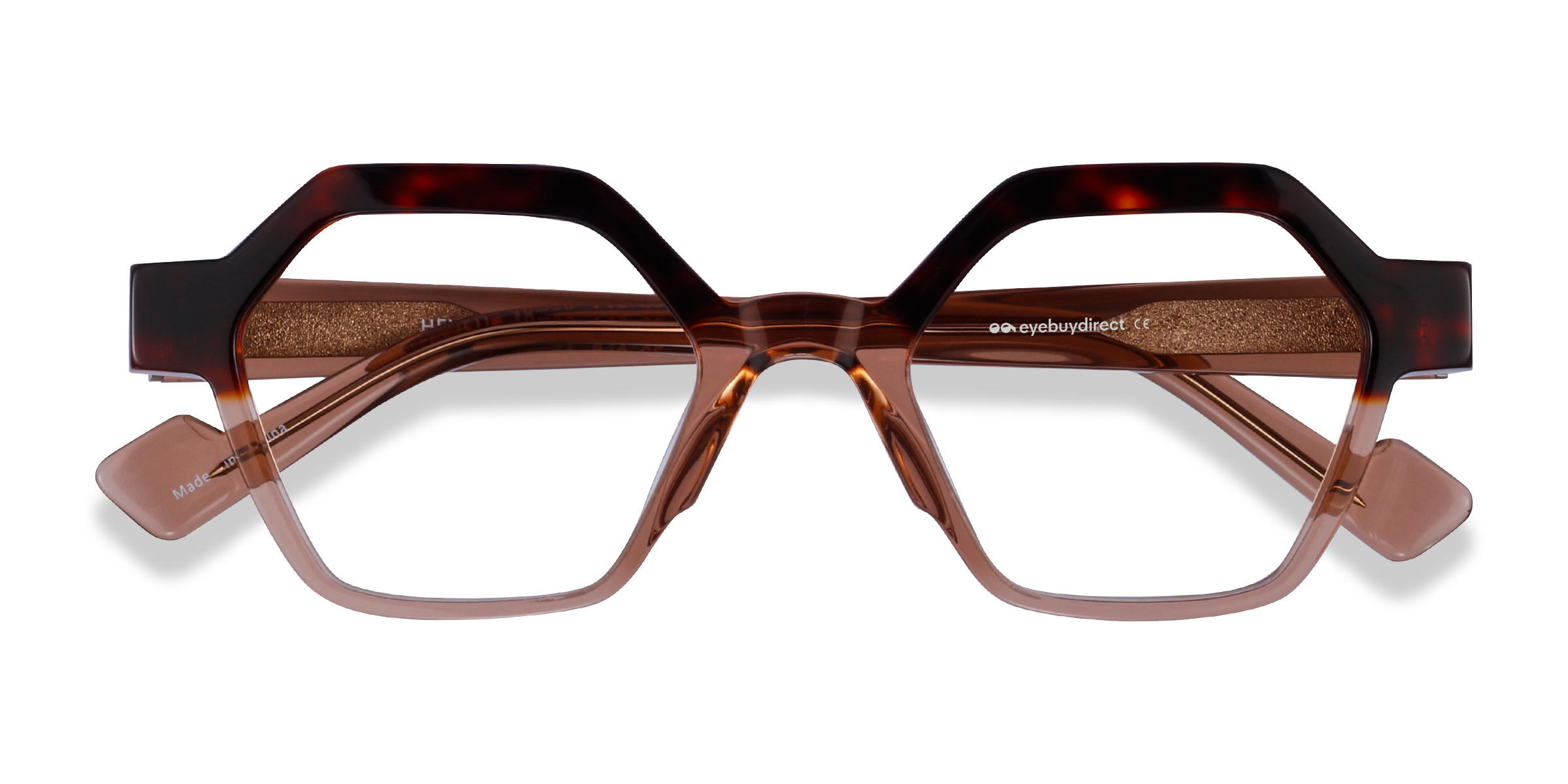 Tortoise Clear Brown Hexed -  Acetate Eyeglasses