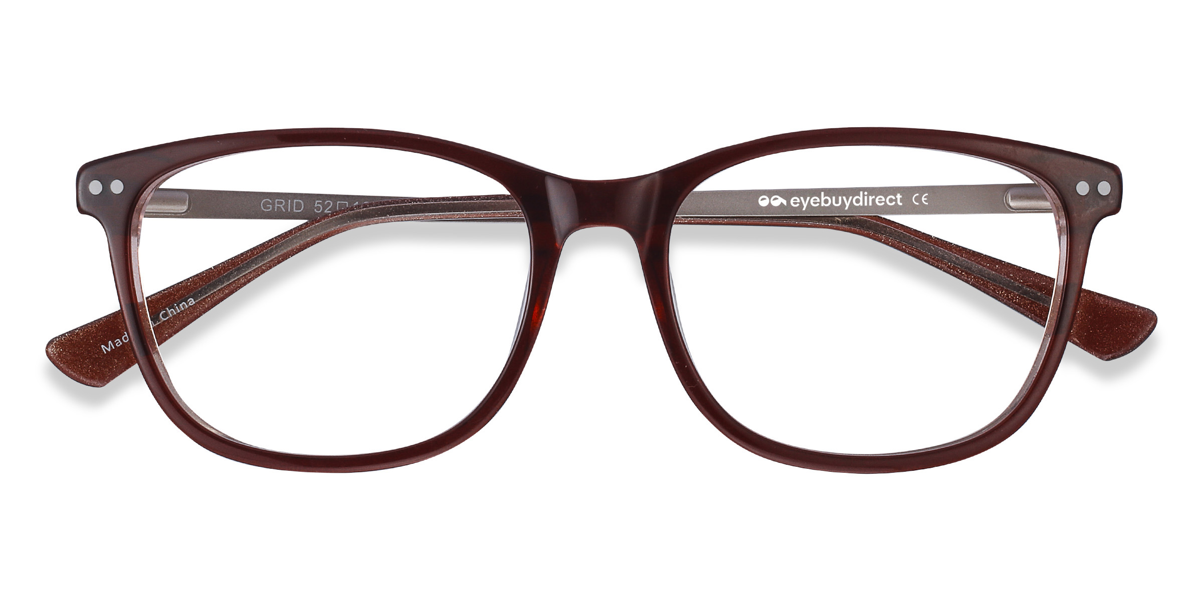 Brown Grid -  Acetate-metal Eyeglasses