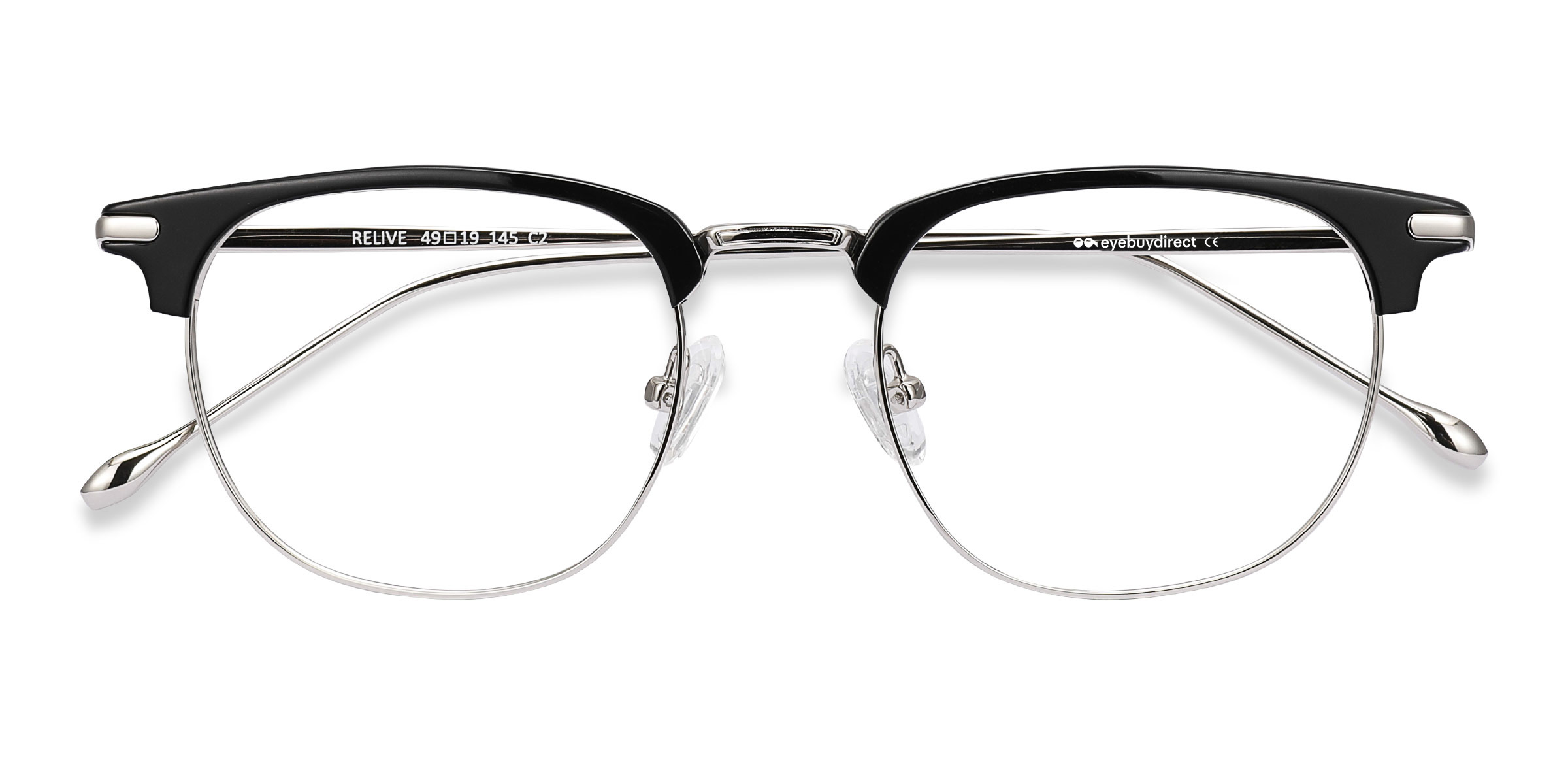 Black Silver Relive -  Acetate-metal Eyeglasses
