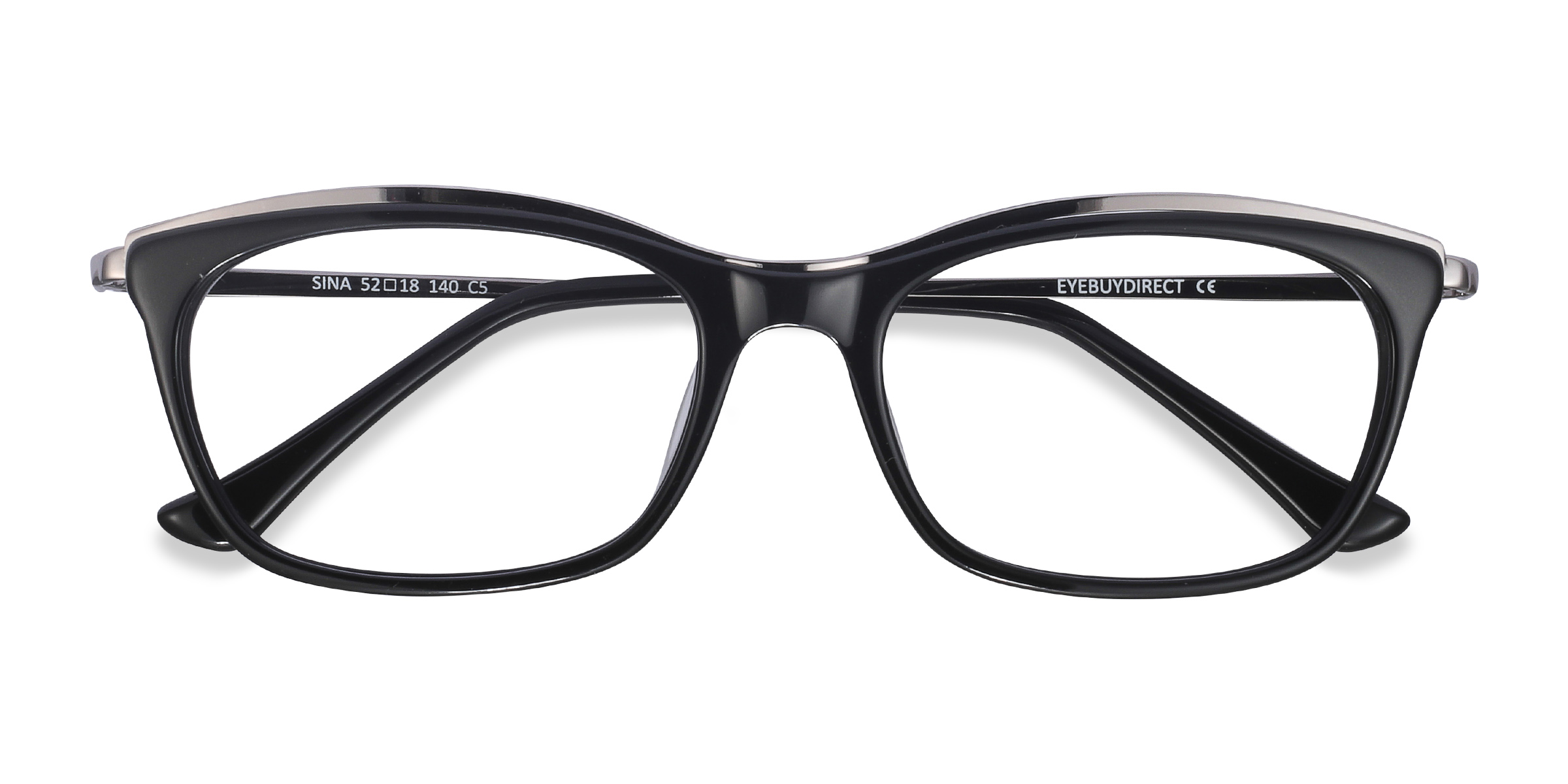 Black Silver Sina -  Acetate Eyeglasses