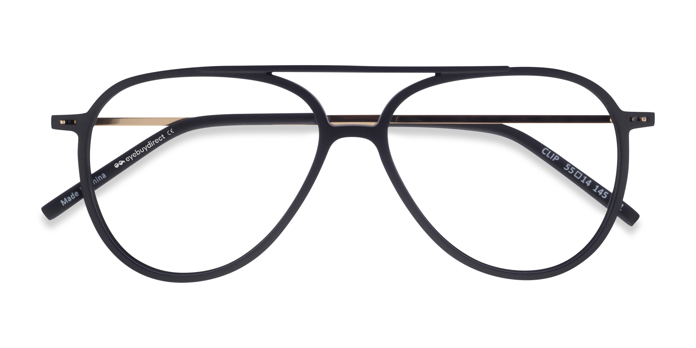 Matte Black & Gold Clip -  Plastic-metal Lunettes de vue