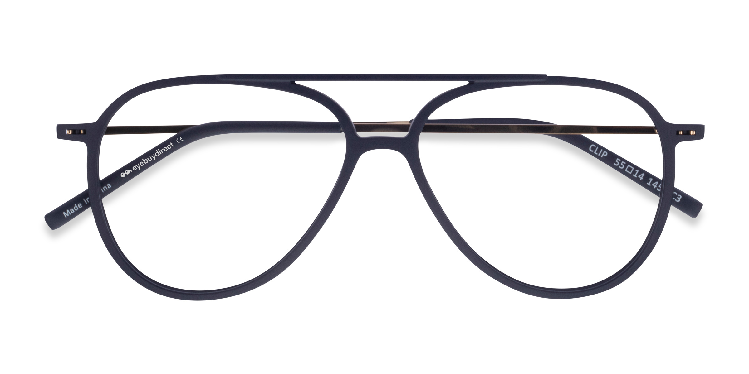 Matte Navy & Gold Clip -  Plastic-metal Lunettes de vue