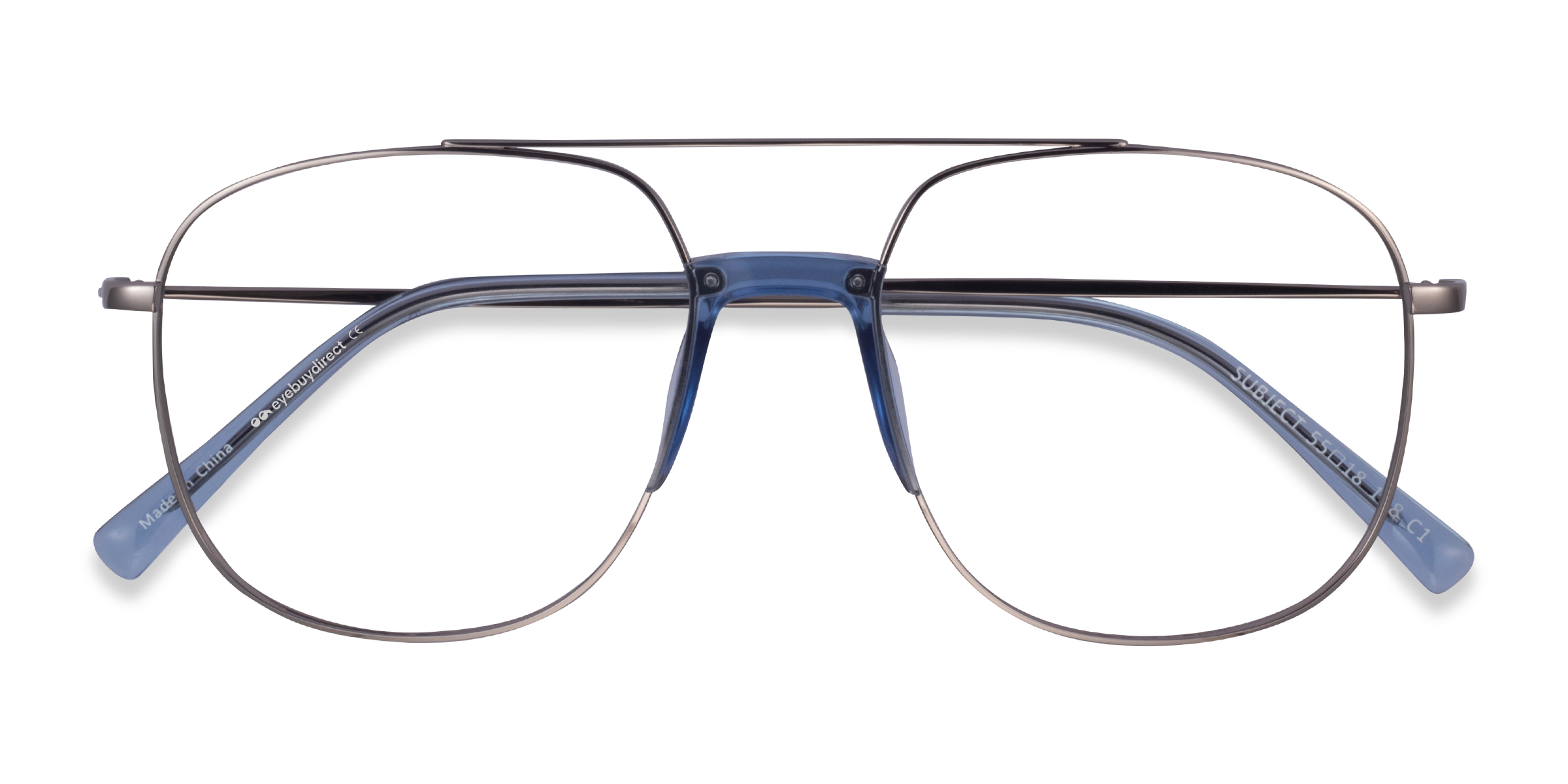 Silver & Clear Blue Subject -  Acetate-metal Lunettes de vue