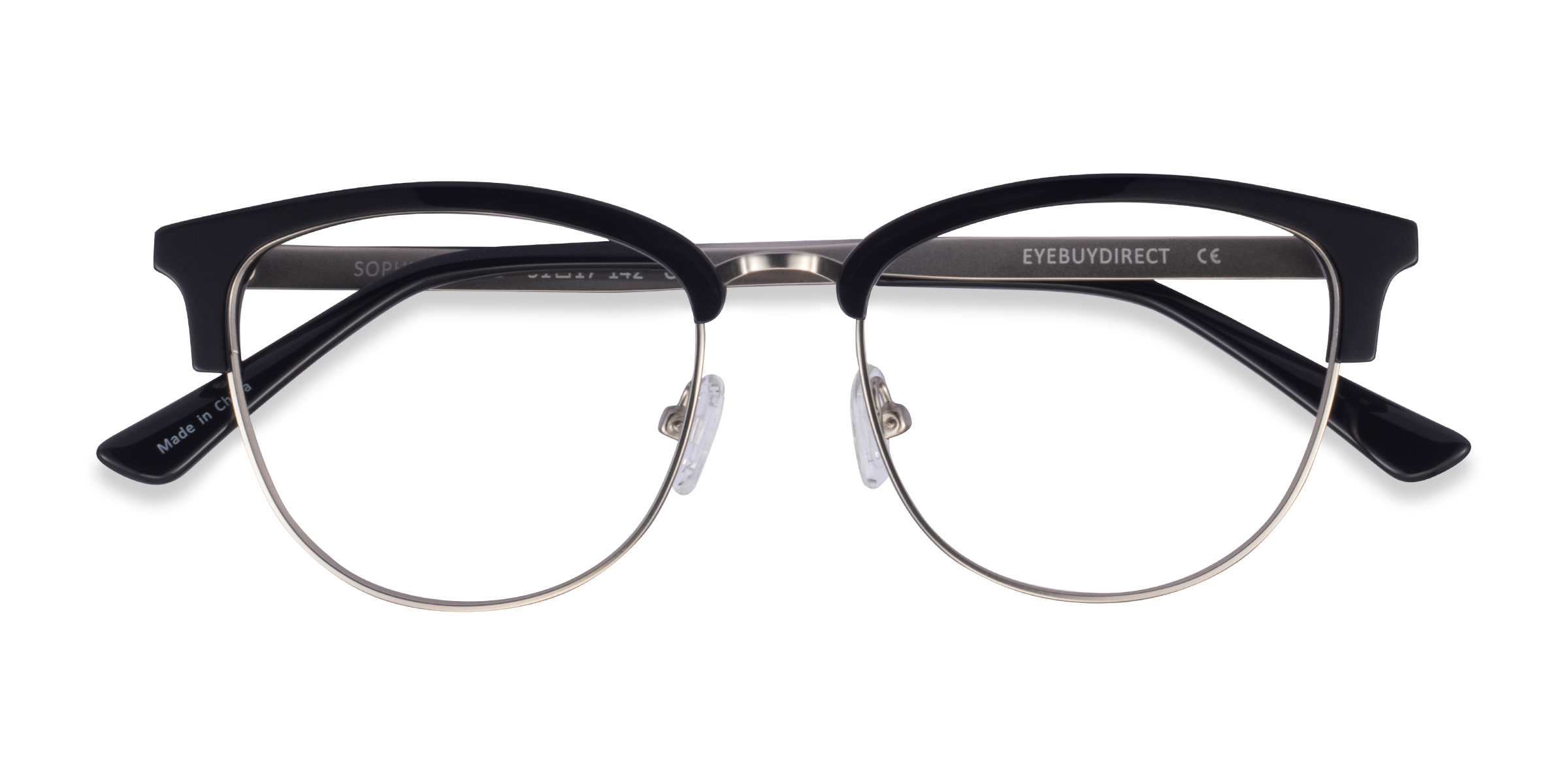 Black & Silver Sophisticated -  Acetate-metal Eyeglasses